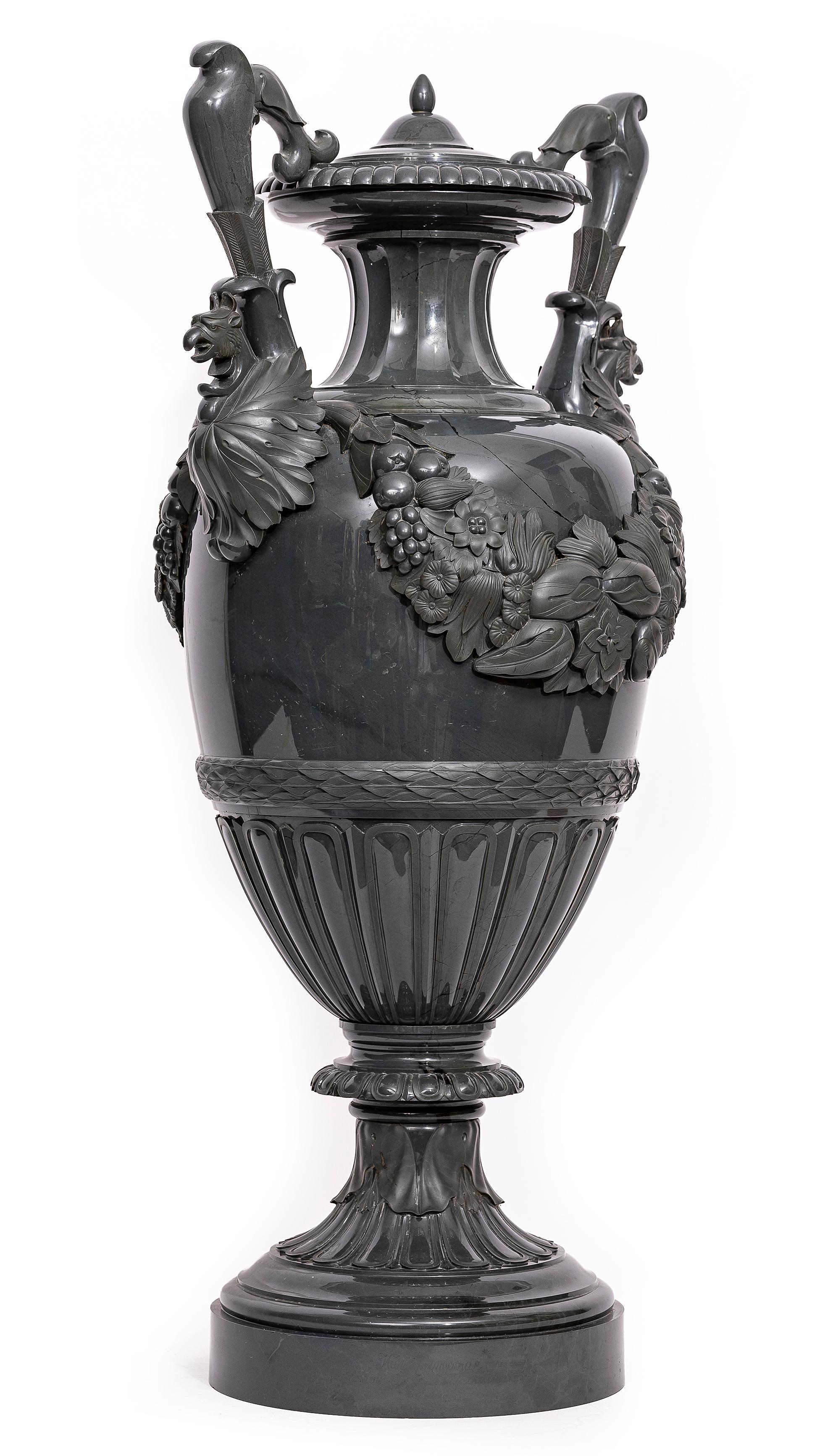 Russische kaiserliche Lapidarium Kalkan Jaspis bedeckt Vase Jekaterinburg Workshops 1887 (Neoklassisch) im Angebot