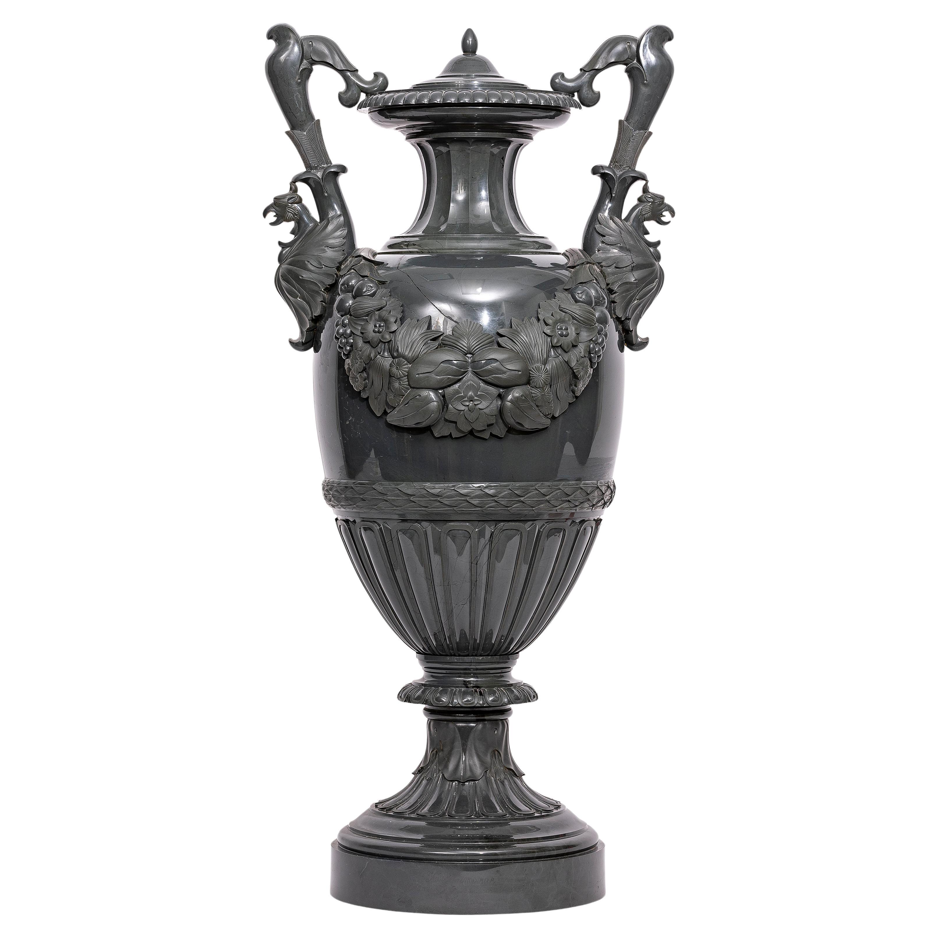 Russische kaiserliche Lapidarium Kalkan Jaspis bedeckt Vase Jekaterinburg Workshops 1887 im Angebot