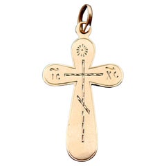 Russian Imperial Orthodox Cross Crucifix Solid 56 / 14K Gold /4.5cm / 4.2gr