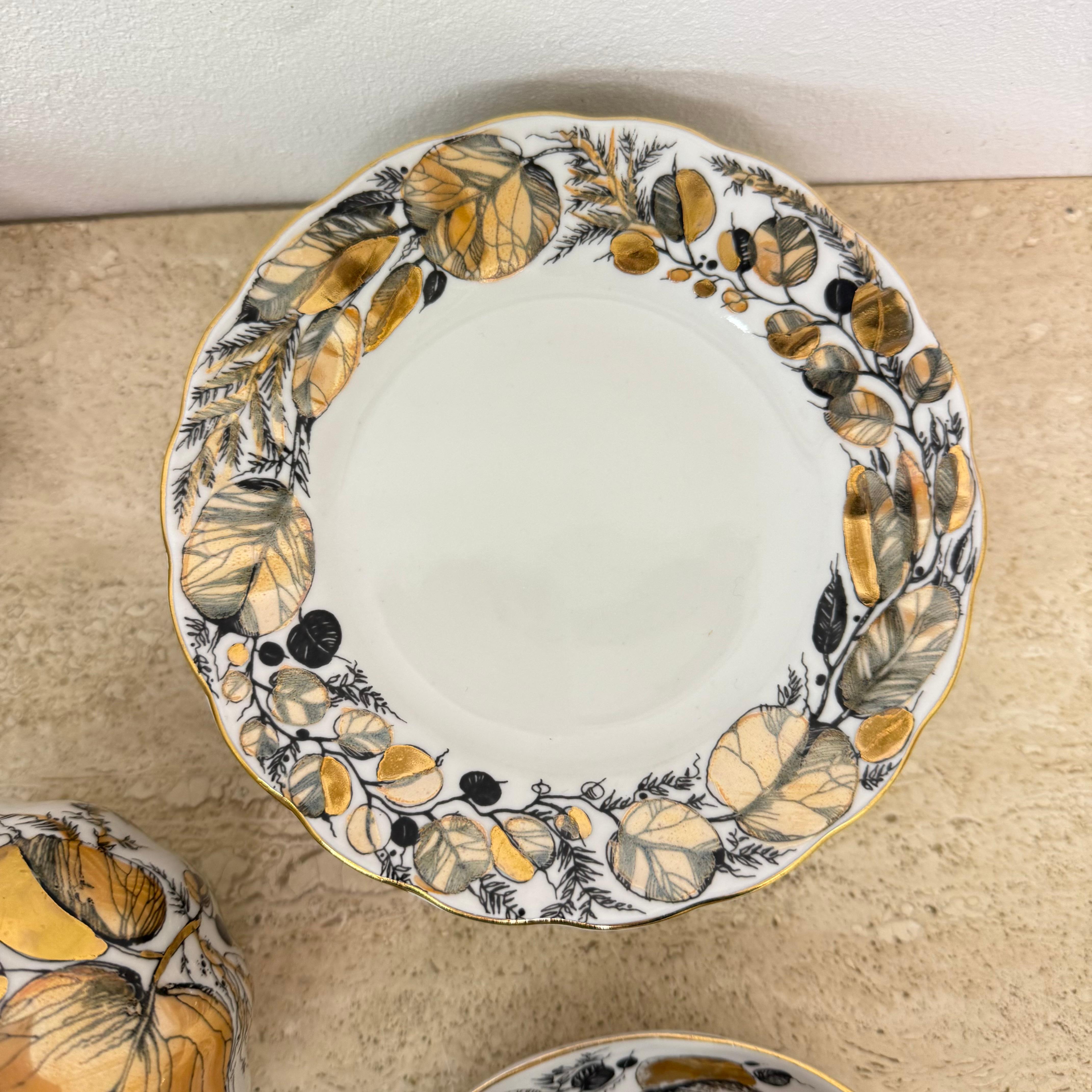Russian imperial porcelain Tea set Lomonosov made in USSR Golden Autumn For Sale 4