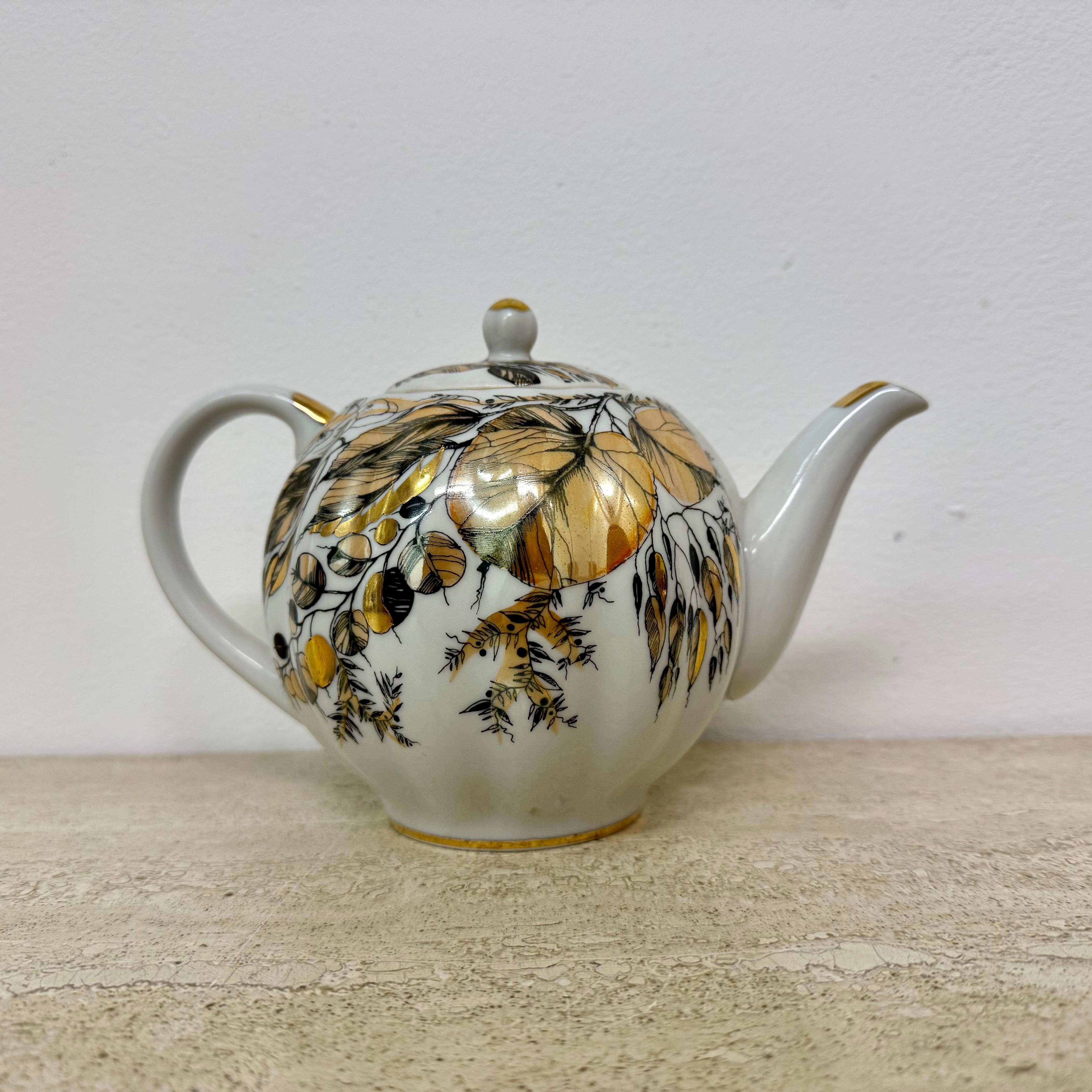 Russian imperial porcelain Tea set Lomonosov made in USSR Golden Autumn For Sale 11