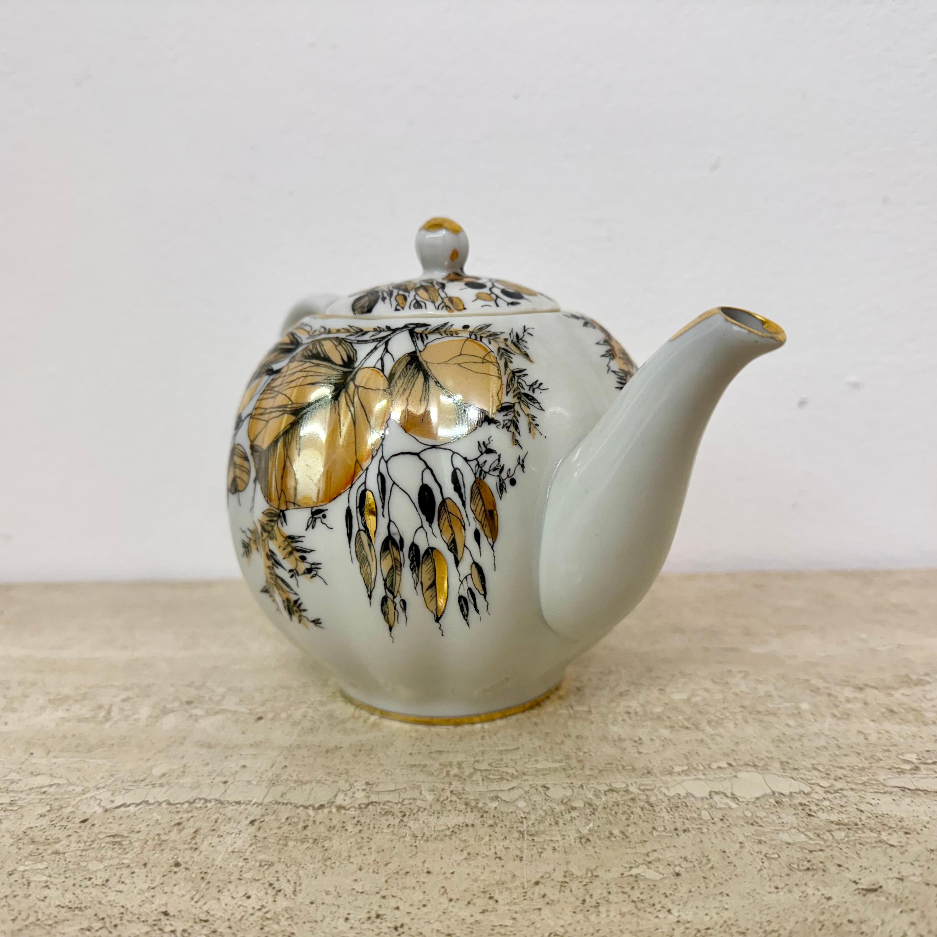 Russian imperial porcelain Tea set Lomonosov made in USSR Golden Autumn For Sale 12