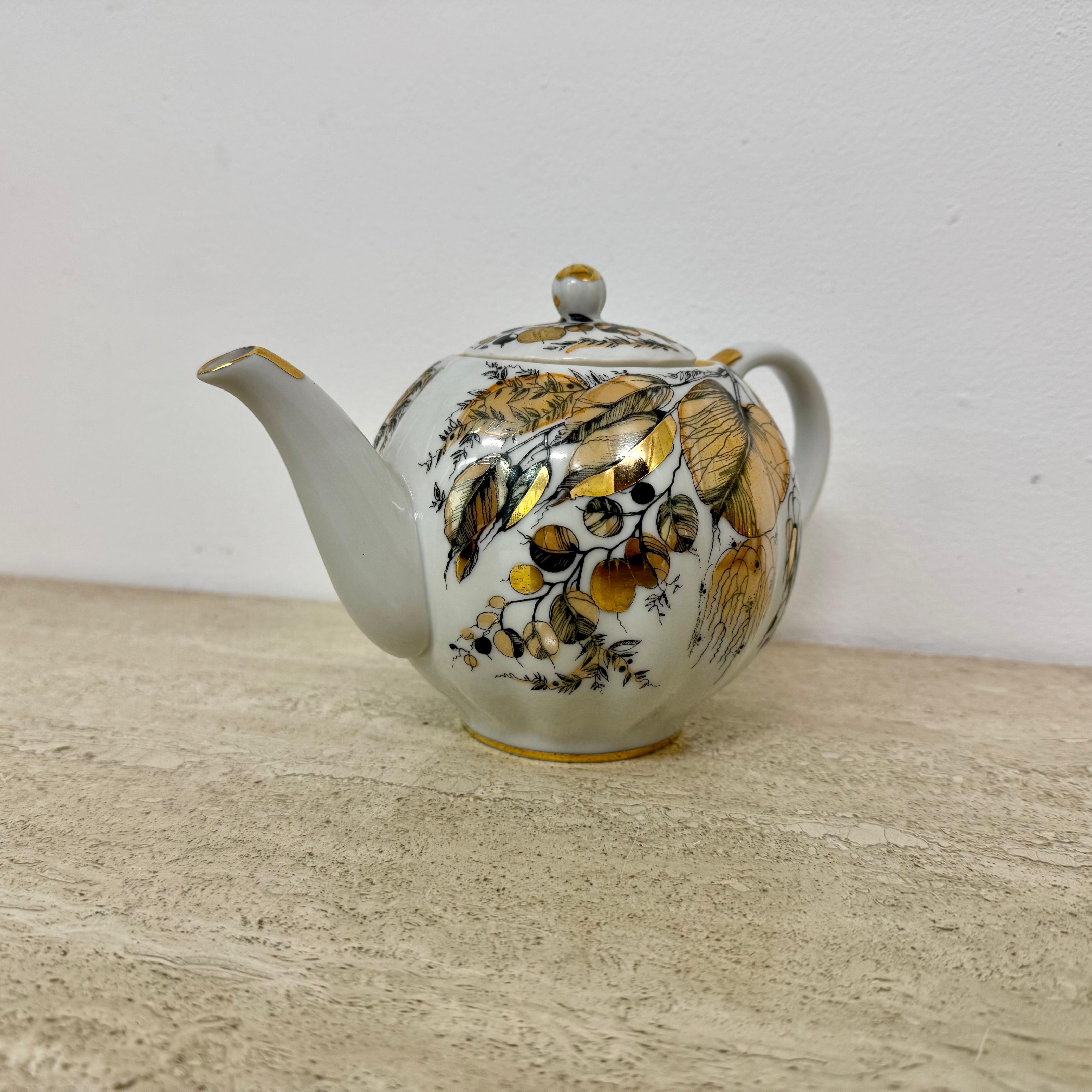 Russian imperial porcelain Tea set Lomonosov made in USSR Golden Autumn For Sale 14