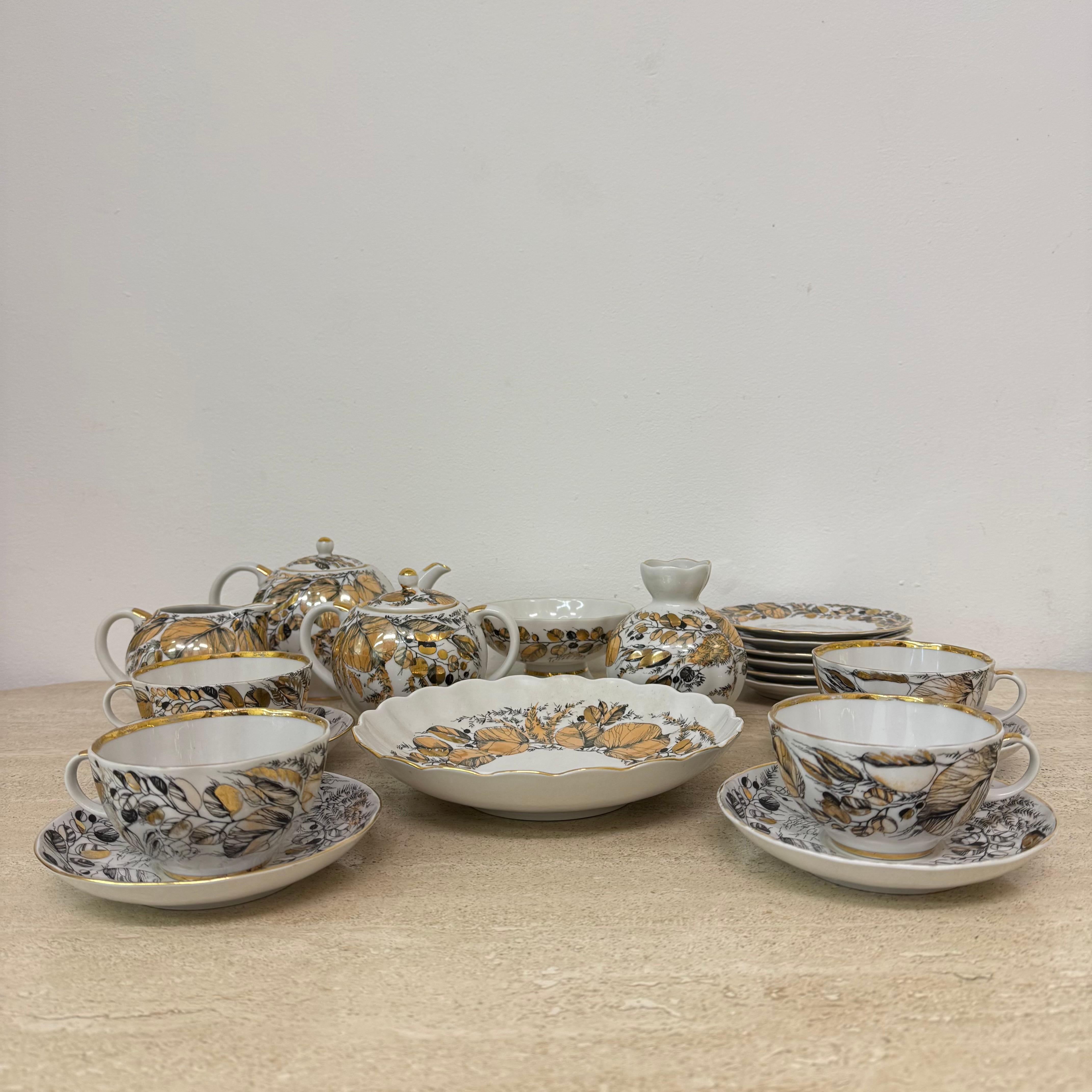 Porcelain Russian imperial porcelain Tea set Lomonosov made in USSR Golden Autumn For Sale