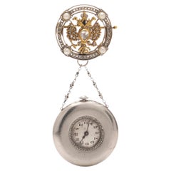 Russian Imperial Presentation Jewelled Platinum and Gold Pendant Watch
