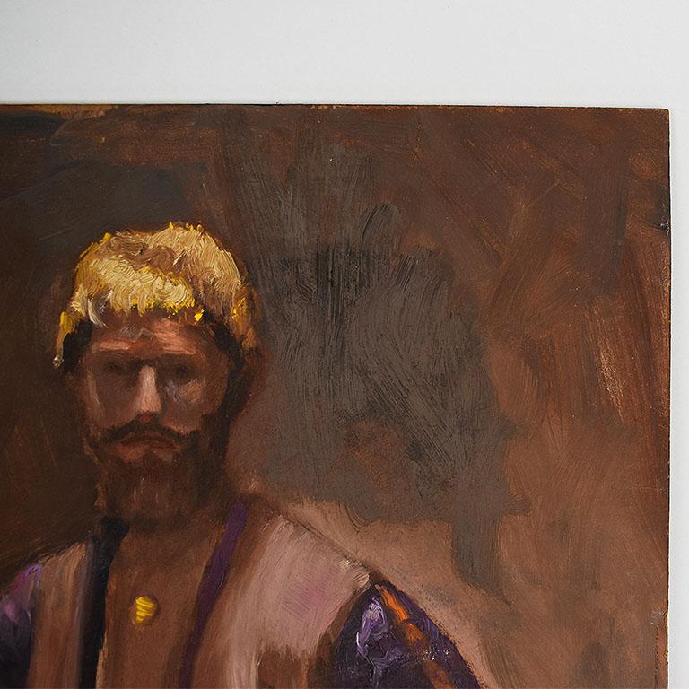 American Russian Inspired Portrait Painting of a Man with Yellow Turban For Sale