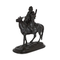 Russian iron sculpture of a Cossack horseman