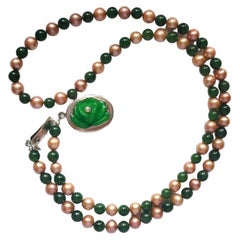 Russian Jade and Freshwater Pearls Necklace