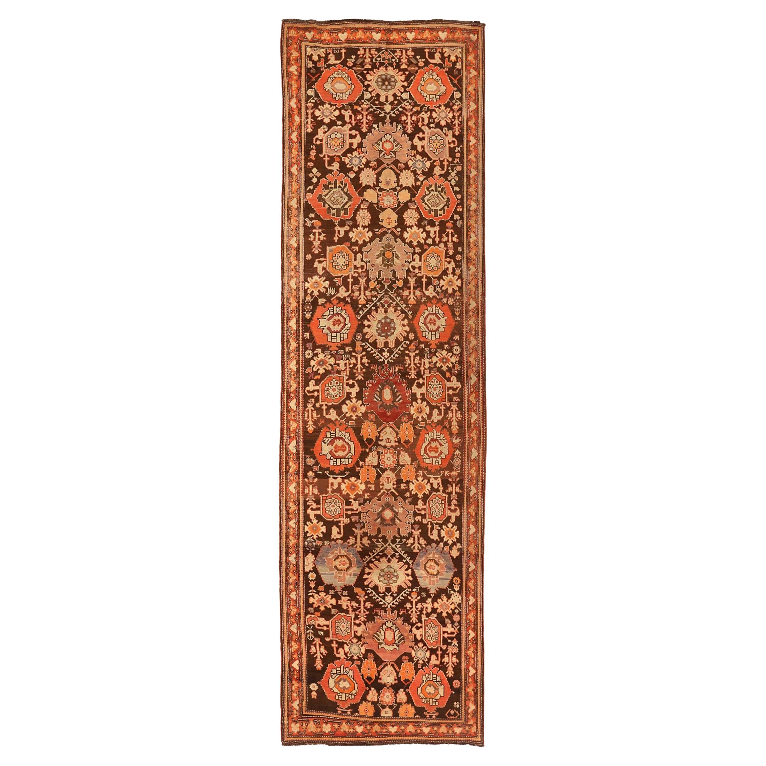 Russische Karabagh Läufer Teppich CIRCA 1910 - Wolle braun Elfenbein rot 72790