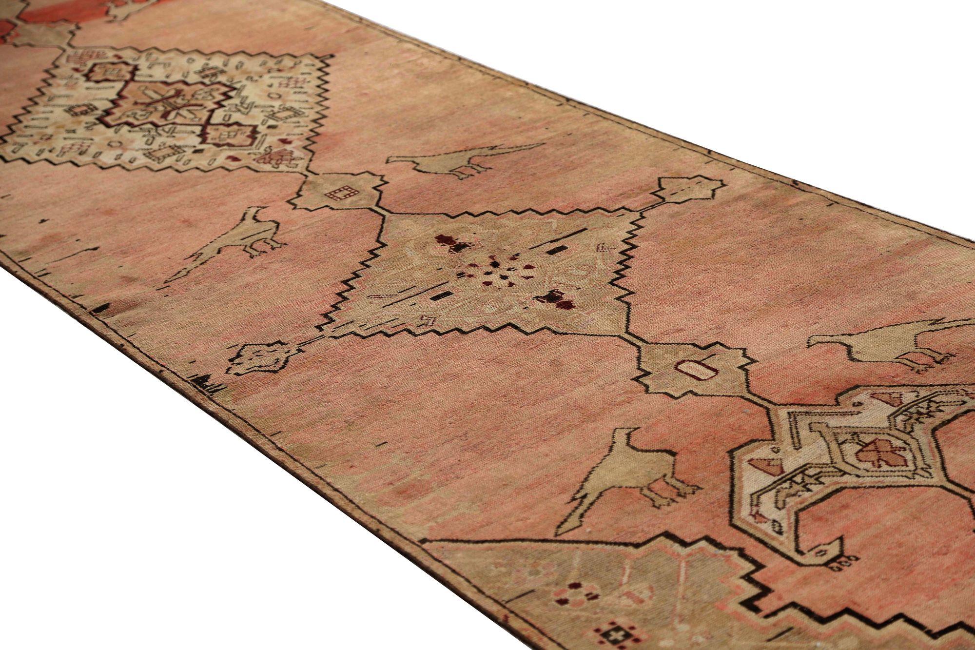 Russo Tappeto Runner Russian Karabagh - Lana Nero Avorio Rosa Rosso Taupe - 97977 in vendita
