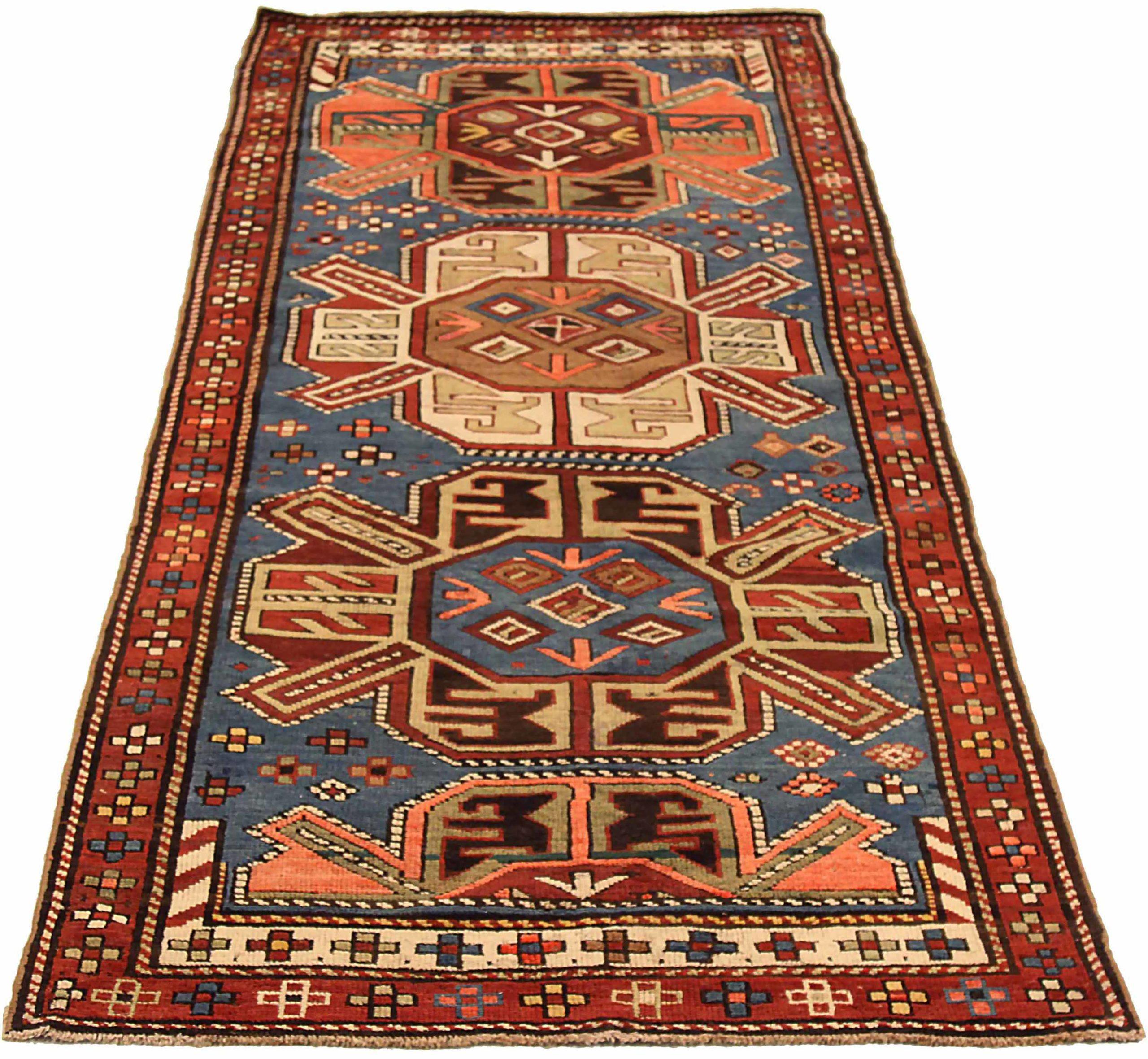 Discover the elegance of Russian Karabagh featuring Small Rug in Circa 1880. Designed with Wool and BlueIvoryRed, this exclusive design is perfect for enhancing your space.