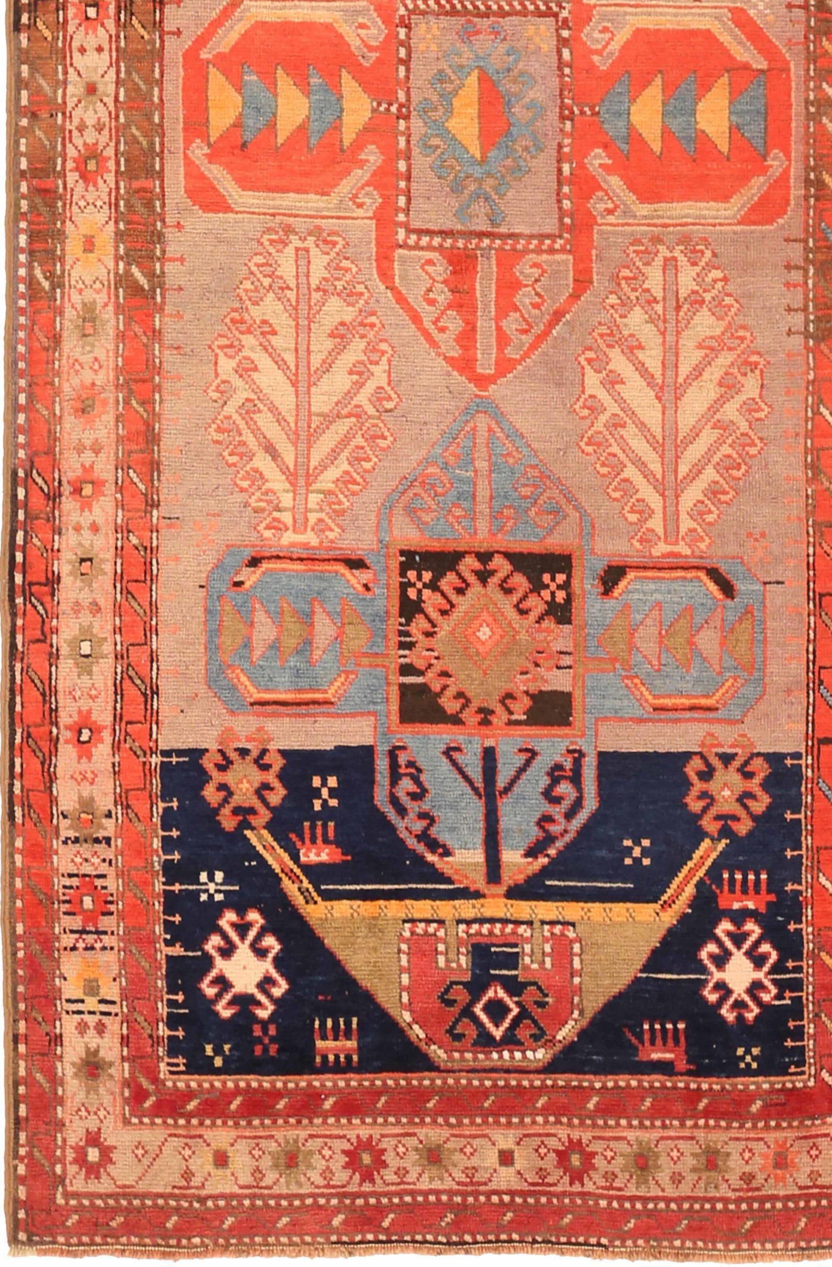 Russian Karabagh Small Rug - Wool Blue Pink Red 73731 In Excellent Condition For Sale In Dallas, TX