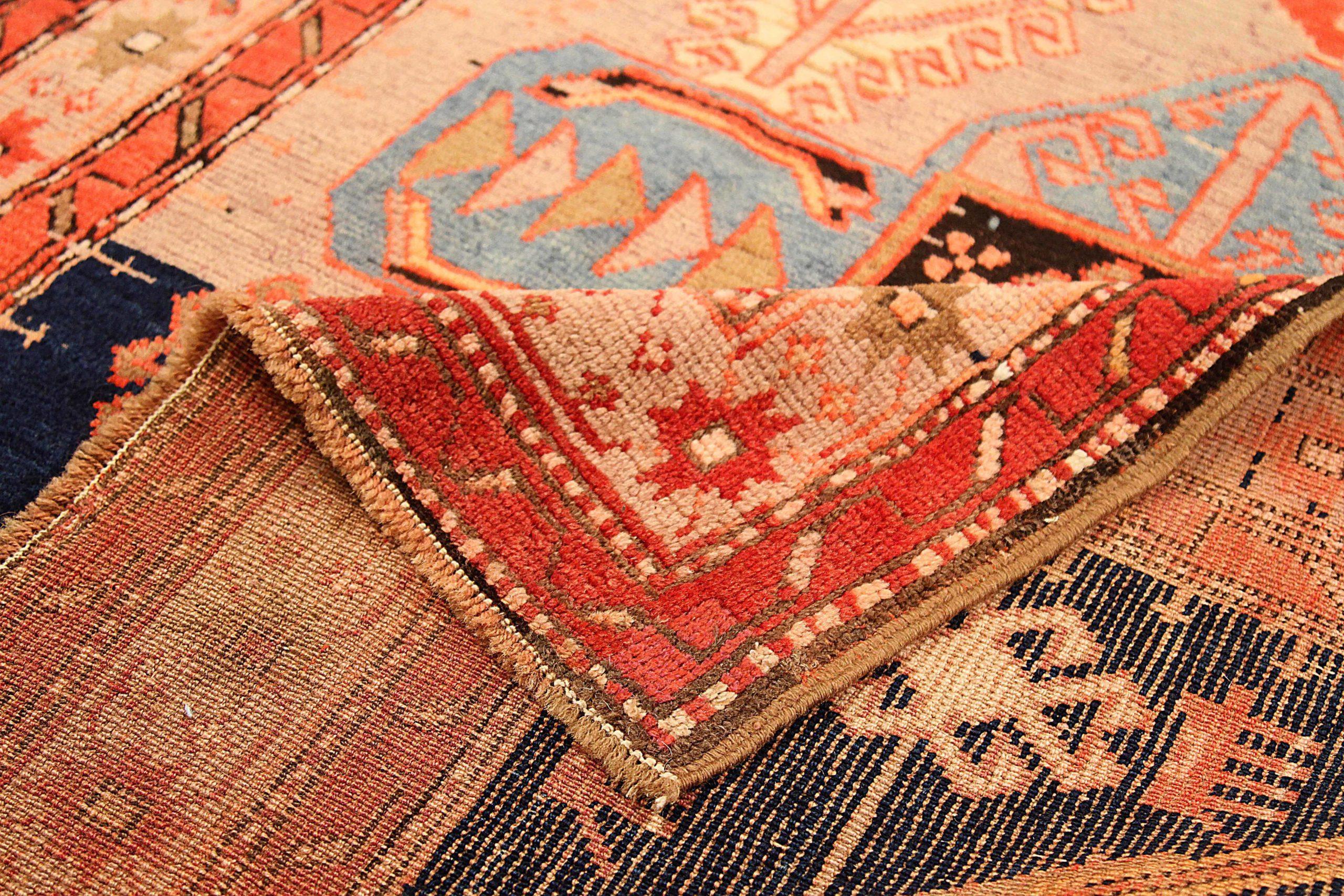 20th Century Russian Karabagh Small Rug - Wool Blue Pink Red 73731 For Sale