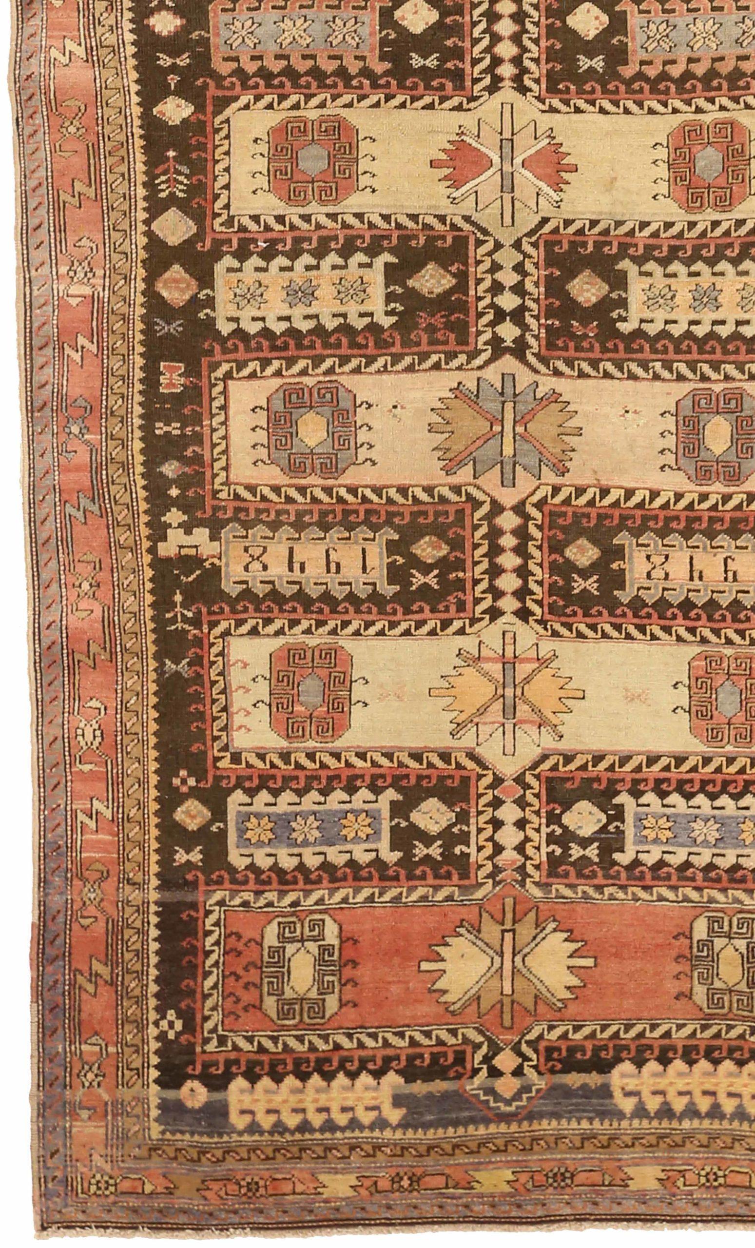 Russo Tappeto russo Karabagh piccolo - Lana Marrone Avorio Rosa 73761 in vendita