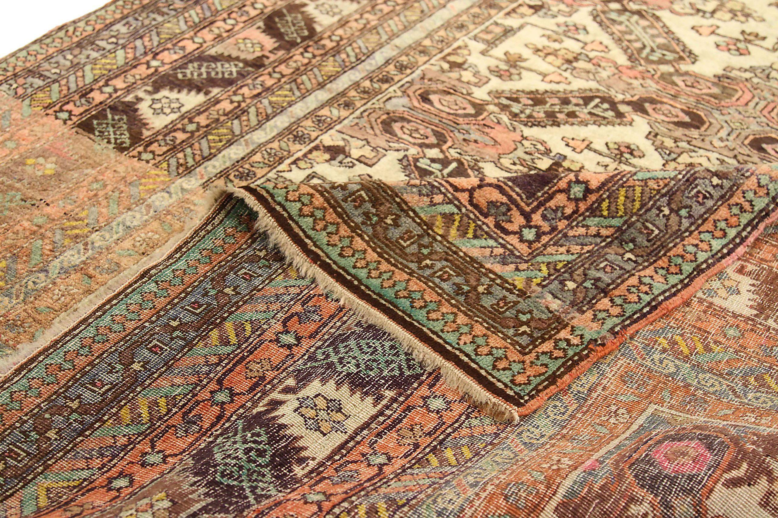 Russischer Karabagh Kleiner Teppich CIRCA 1910 - Wolle Braun Elfenbein Rot 71151 (20. Jahrhundert) im Angebot