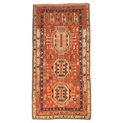 Petit tapis russe Karabagh datant d'environ 1910 - Laine bleu marine, rouge, jaune et jaune - 75184