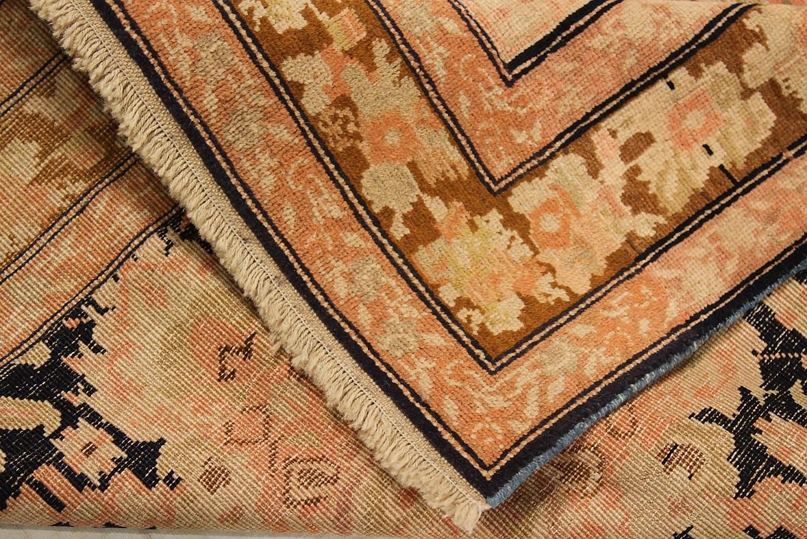 Russe Petit tapis russe Karabagh Circa 1990 - Laine Noir Rose Rouge 71067 en vente