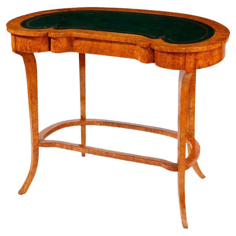 Russian Karelian Birch Kidney Shaped Writing Table For Sale