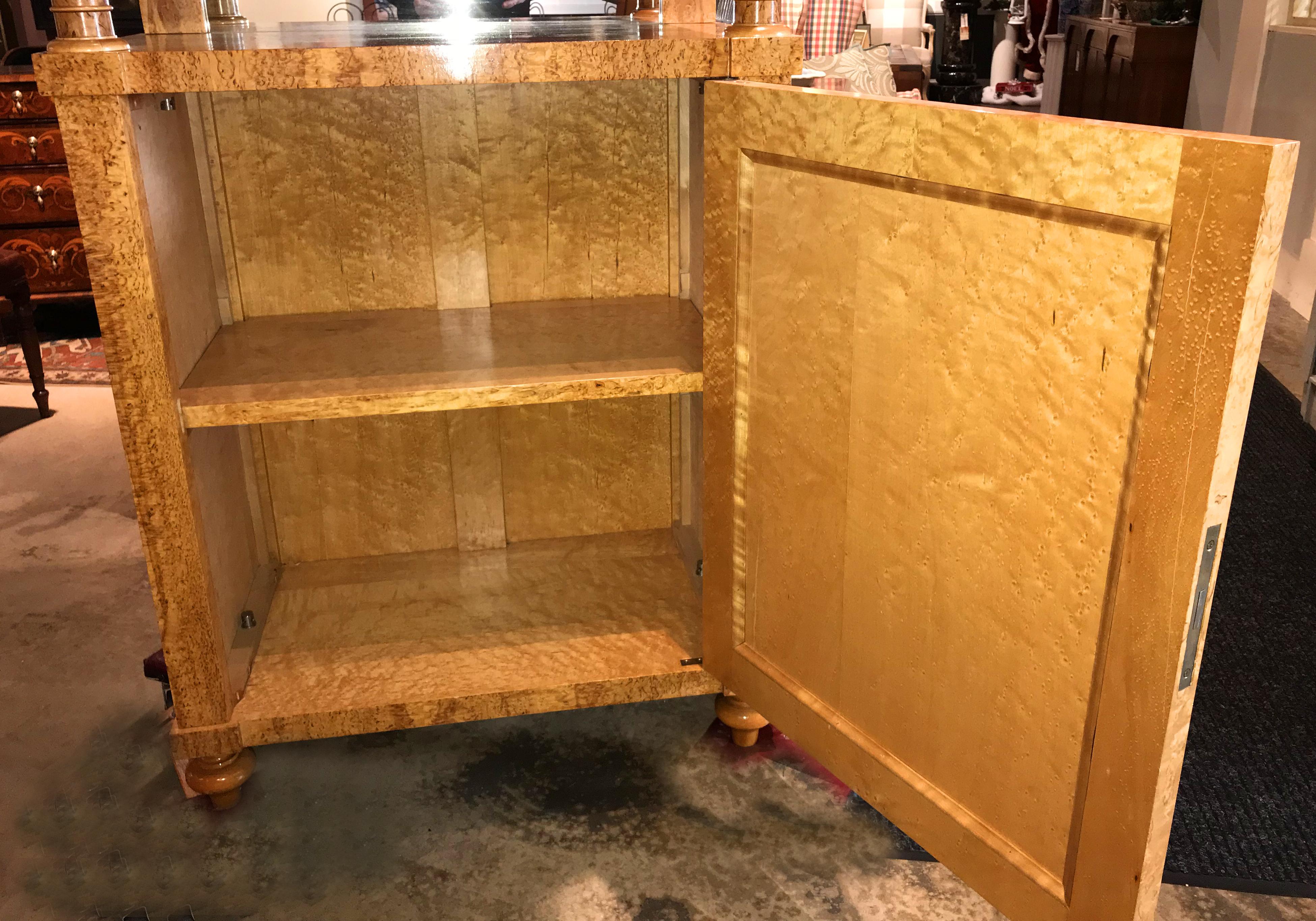 Russian Karelian Birch Mirrored Vitrine or Cabinet In Good Condition In Milford, NH