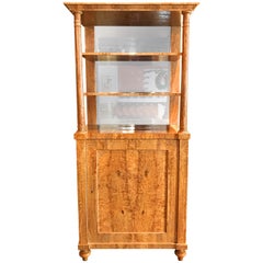 Vitrine ou meuble de rangement russe en miroir en bouleau de style Karelien