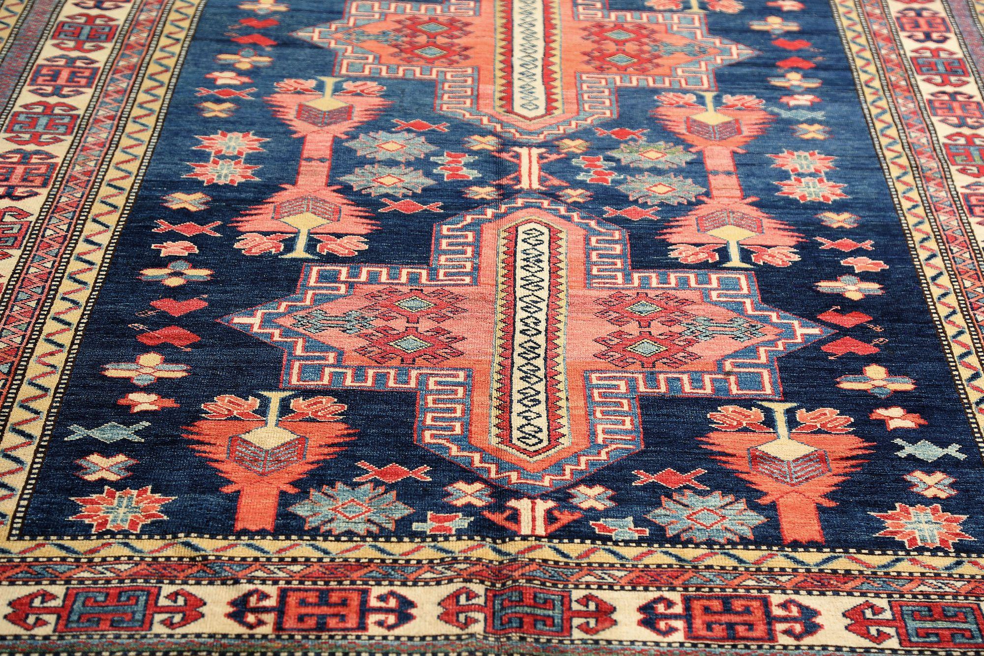 Russo Tappeti Kazak russi - Lana Nero Avorio Rosso Giallo Design/One - 97946 in vendita