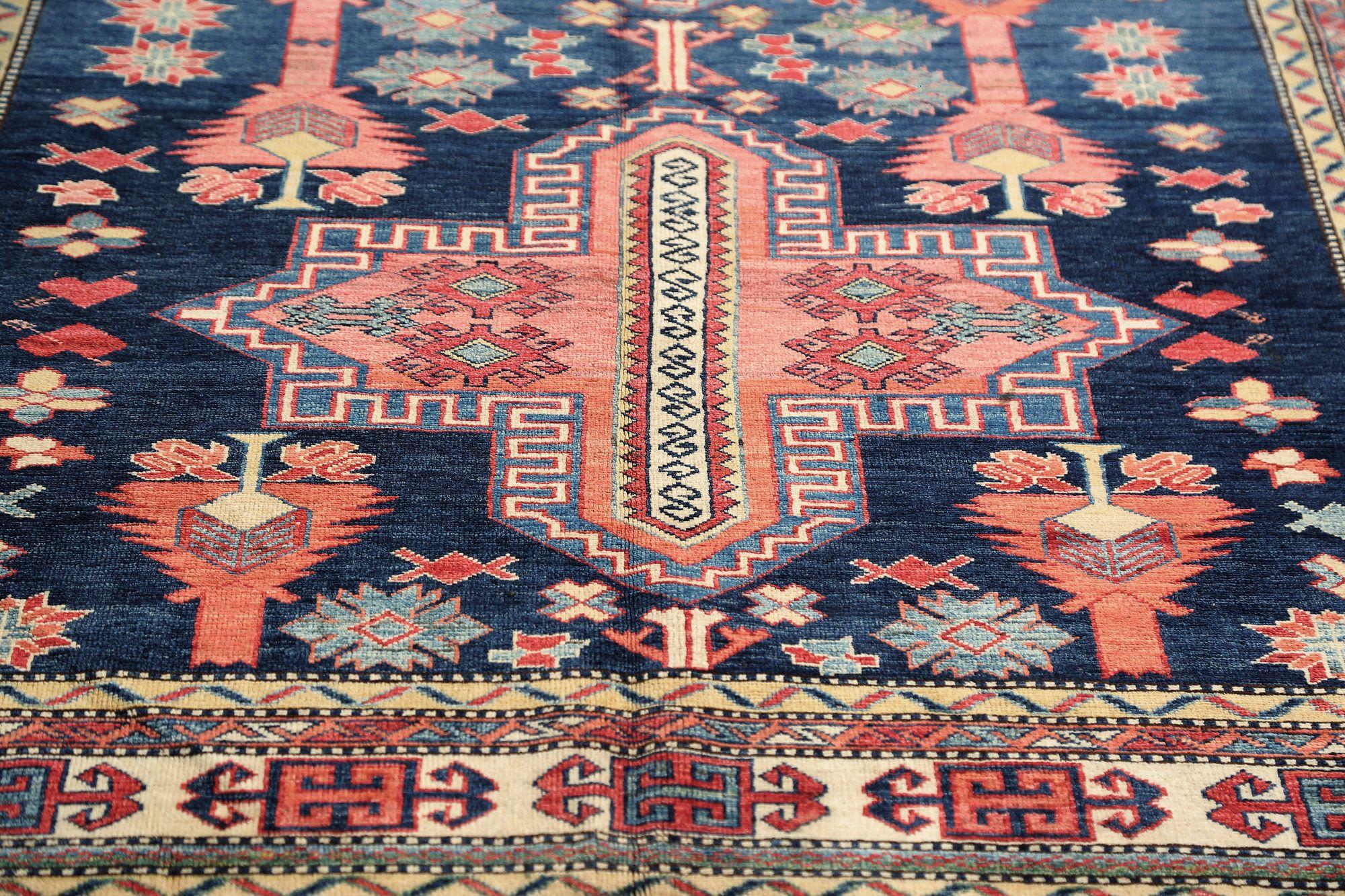 Tappeti Kazak russi - Lana Nero Avorio Rosso Giallo Design/One - 97946 In condizioni ottime in vendita a Dallas, TX