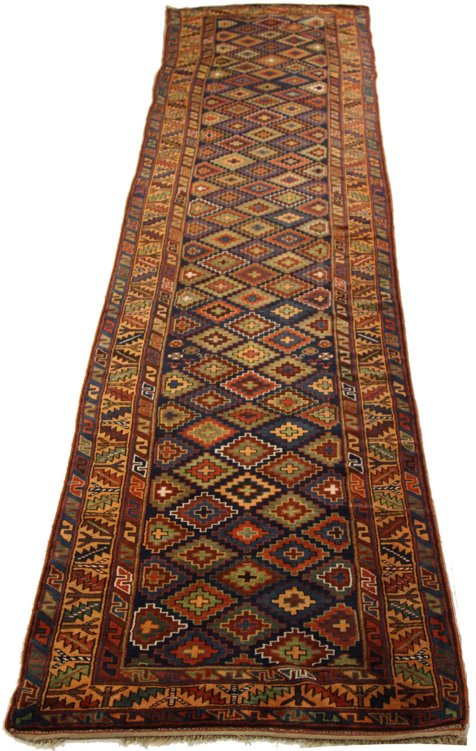 Discover the elegance of Russian Kazak featuring Runner Rug in Circa 1880. Designed with Wool and BlueGreenNavy BlueRed, this exclusive design is perfect for enhancing your space.