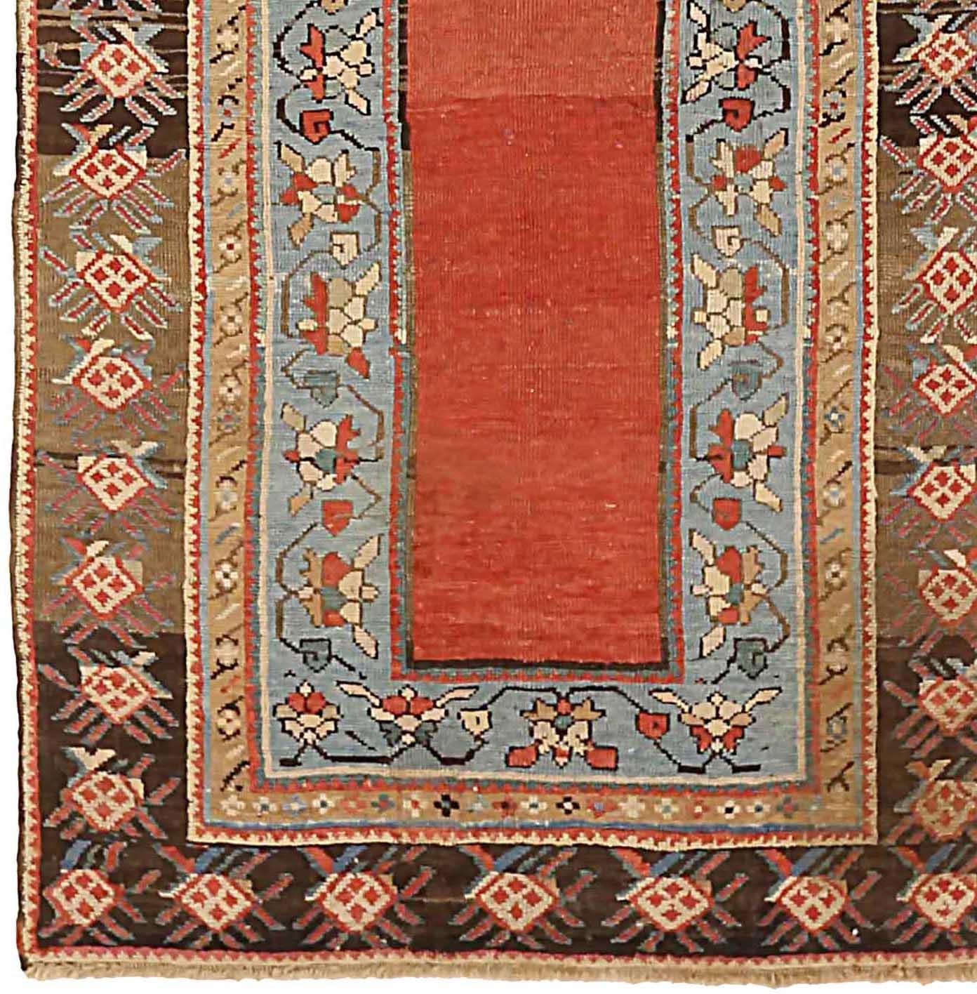 Russische Kazak Läufer Teppich - Wolle braun Elfenbein rot 72969 im Zustand „Hervorragend“ im Angebot in Dallas, TX