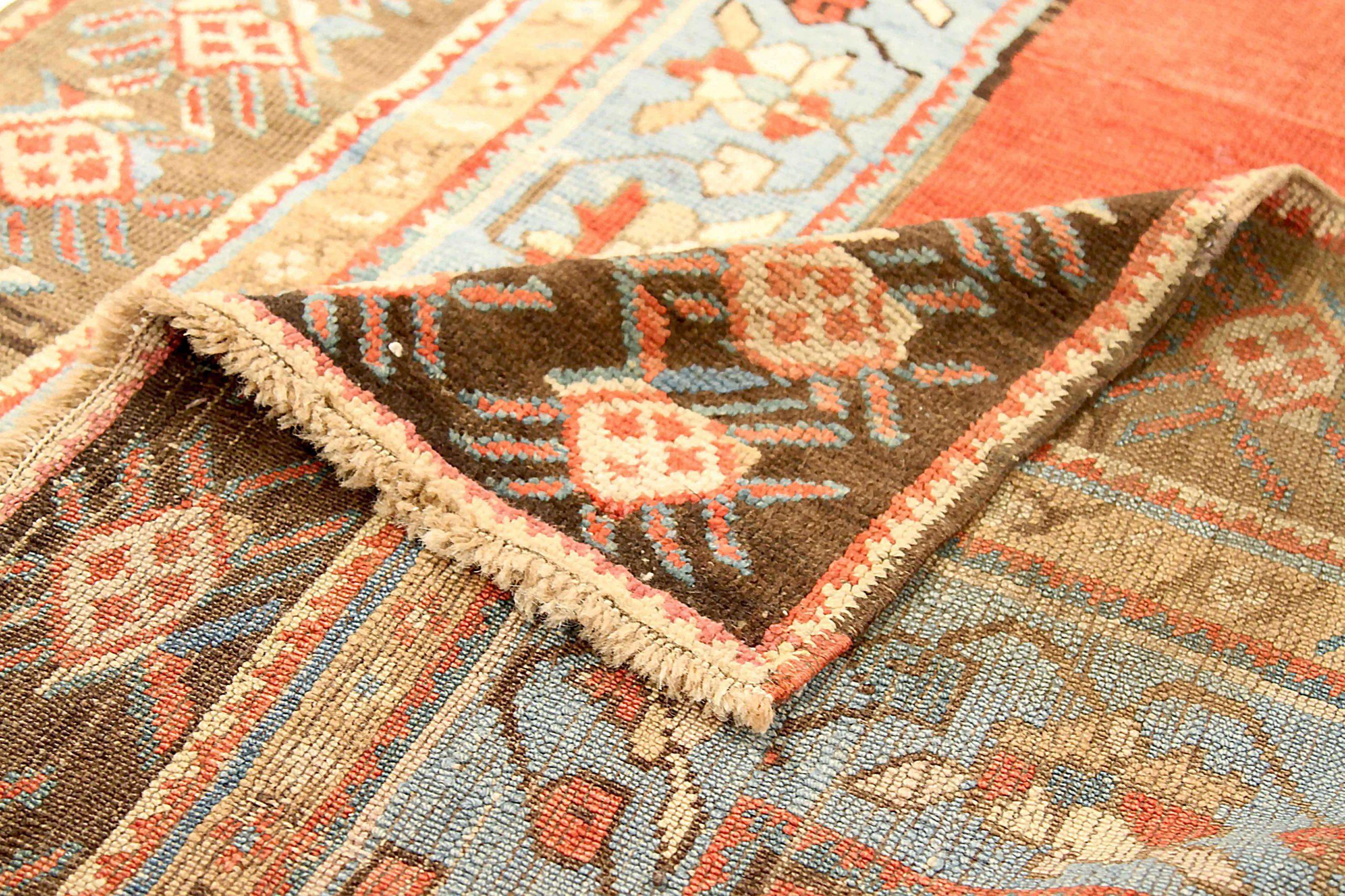 Russische Kazak Läufer Teppich - Wolle braun Elfenbein rot 72969 (20. Jahrhundert) im Angebot