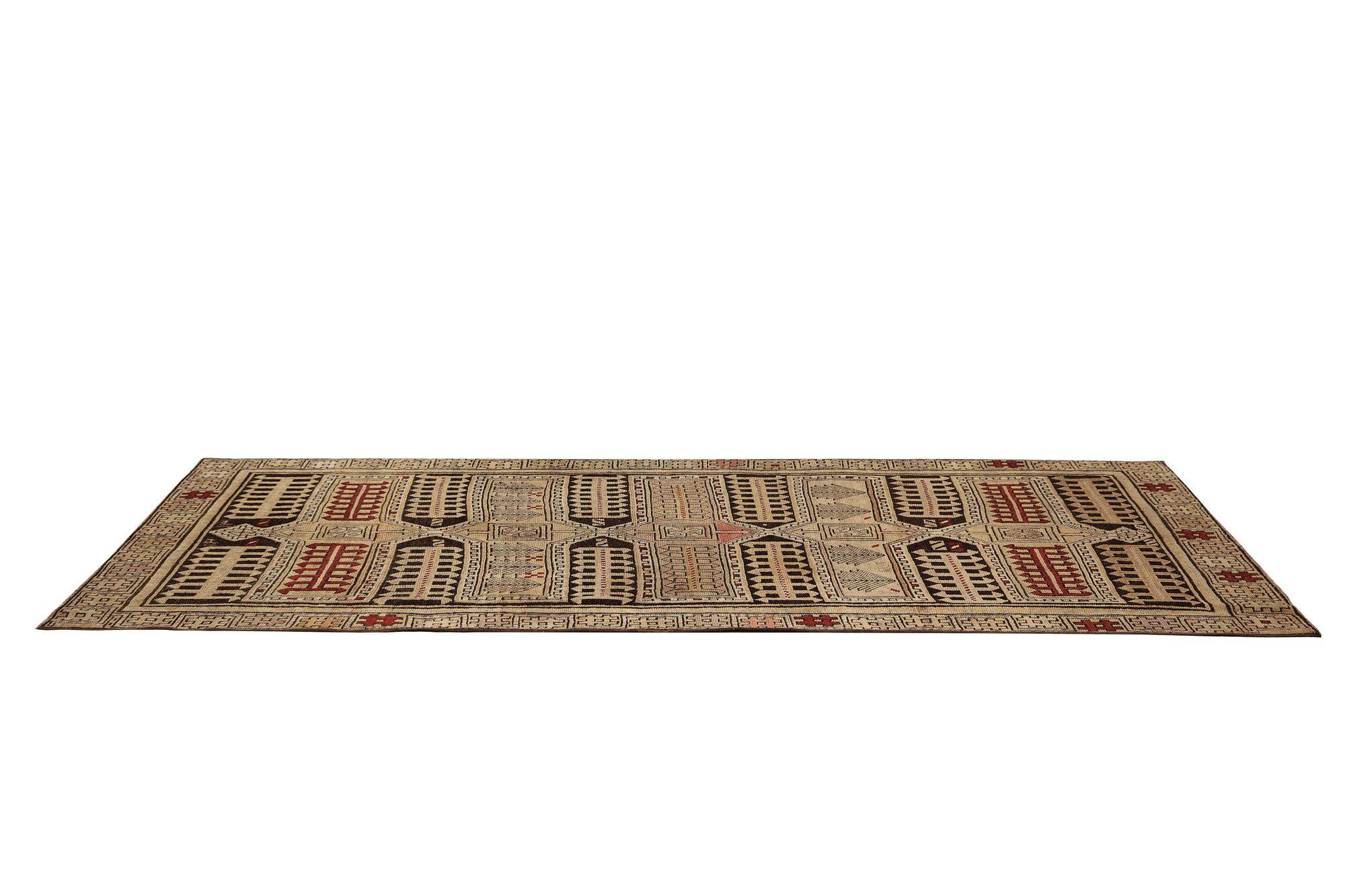 Russian Kazak Small Rug - Wool Brown Ivory Design - 97710 For Sale 1