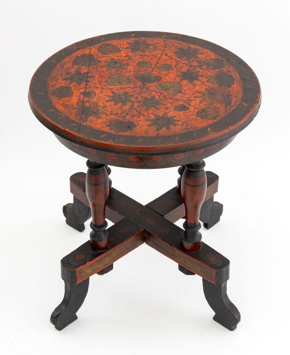 Folk Art Russian Khokhloma Red Lacquered Table, ca. 1900 For Sale