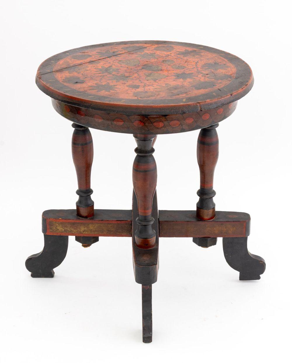 Wood Russian Khokhloma Red Lacquered Table, ca. 1900 For Sale