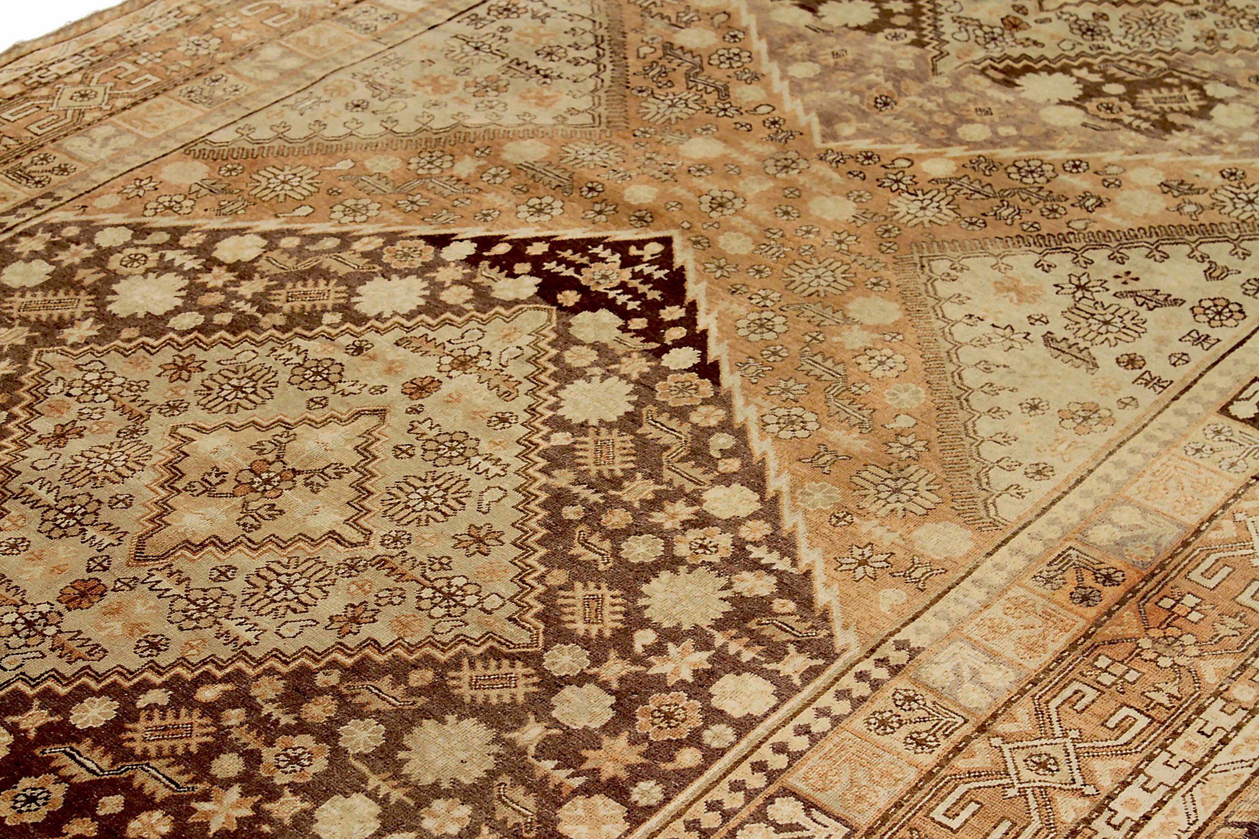 Russe Tapis russe Khotan - Laine Brown Ivoire Orange 71863 en vente
