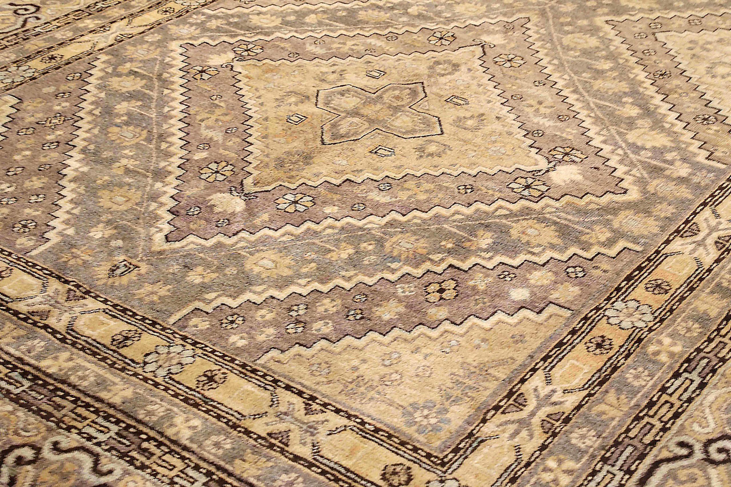 Russian Khotan Area Rugs - Wool Brown Ivory Taupe 73113 In Excellent Condition For Sale In Dallas, TX