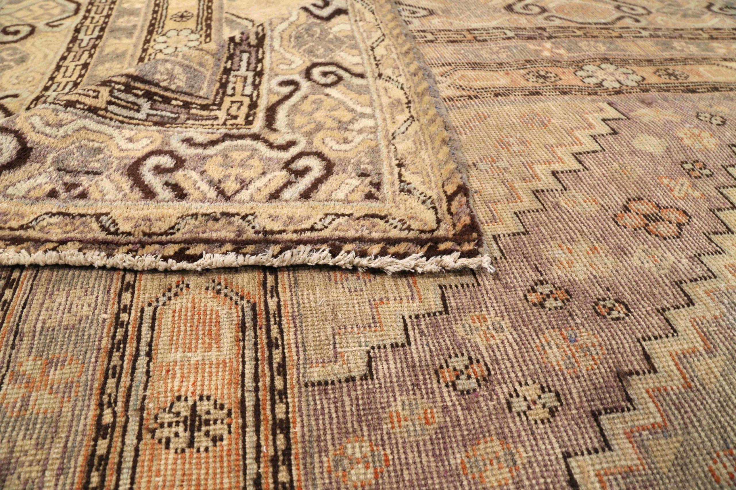 20th Century Russian Khotan Area Rugs - Wool Brown Ivory Taupe 73113 For Sale