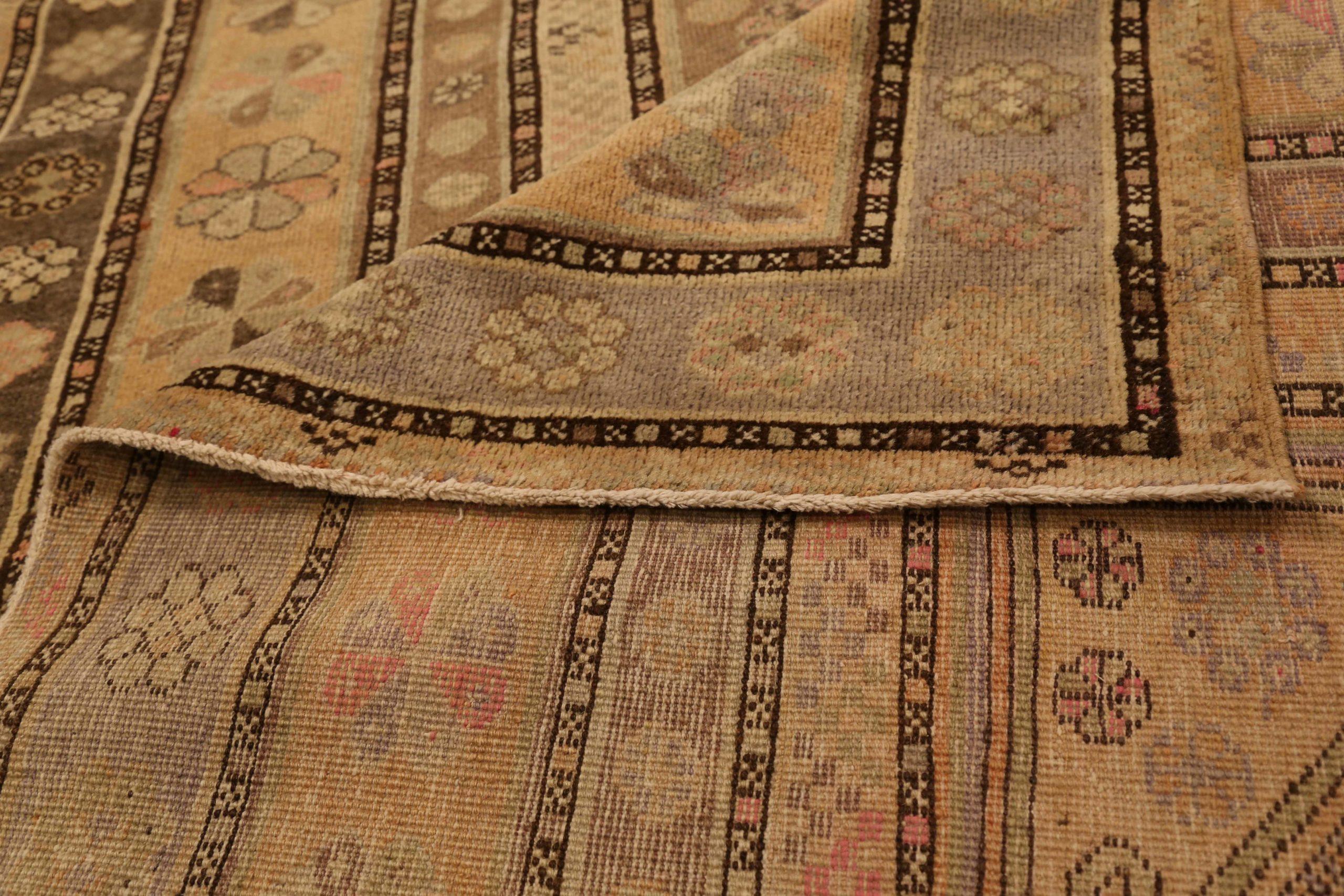 20th Century Russian Khotan Area Rugs - Wool Brown Ivory 10337 For Sale