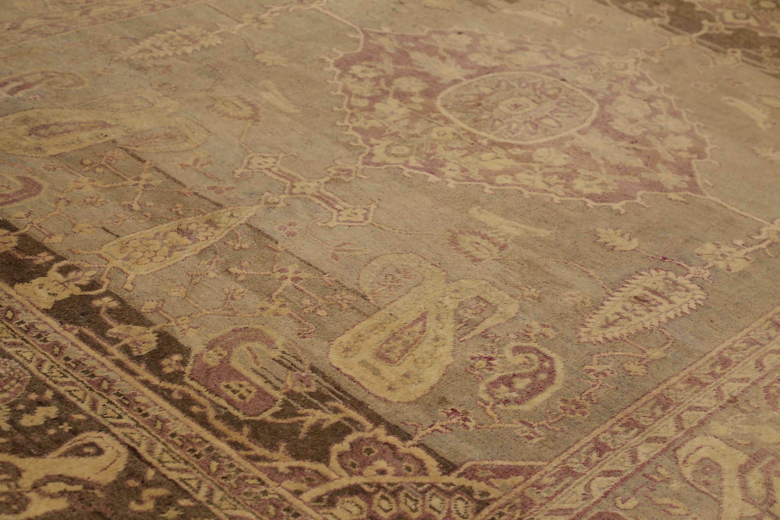 Russe Tapis russe Khotan - Laine Brown Ivoire Rouge Taupe 72745 en vente