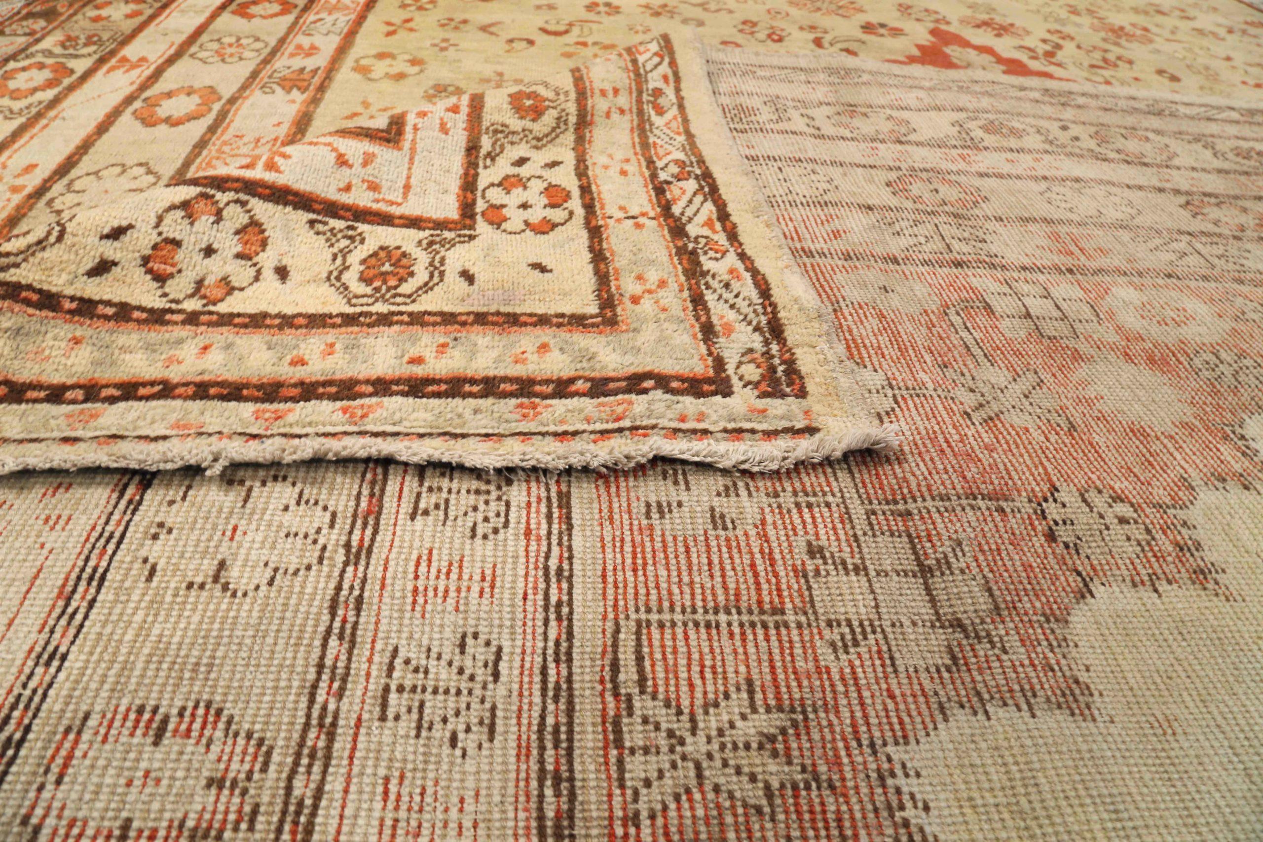 Russian Khotan Area Rugs - Wool Ivory Red 73120 For Sale 1