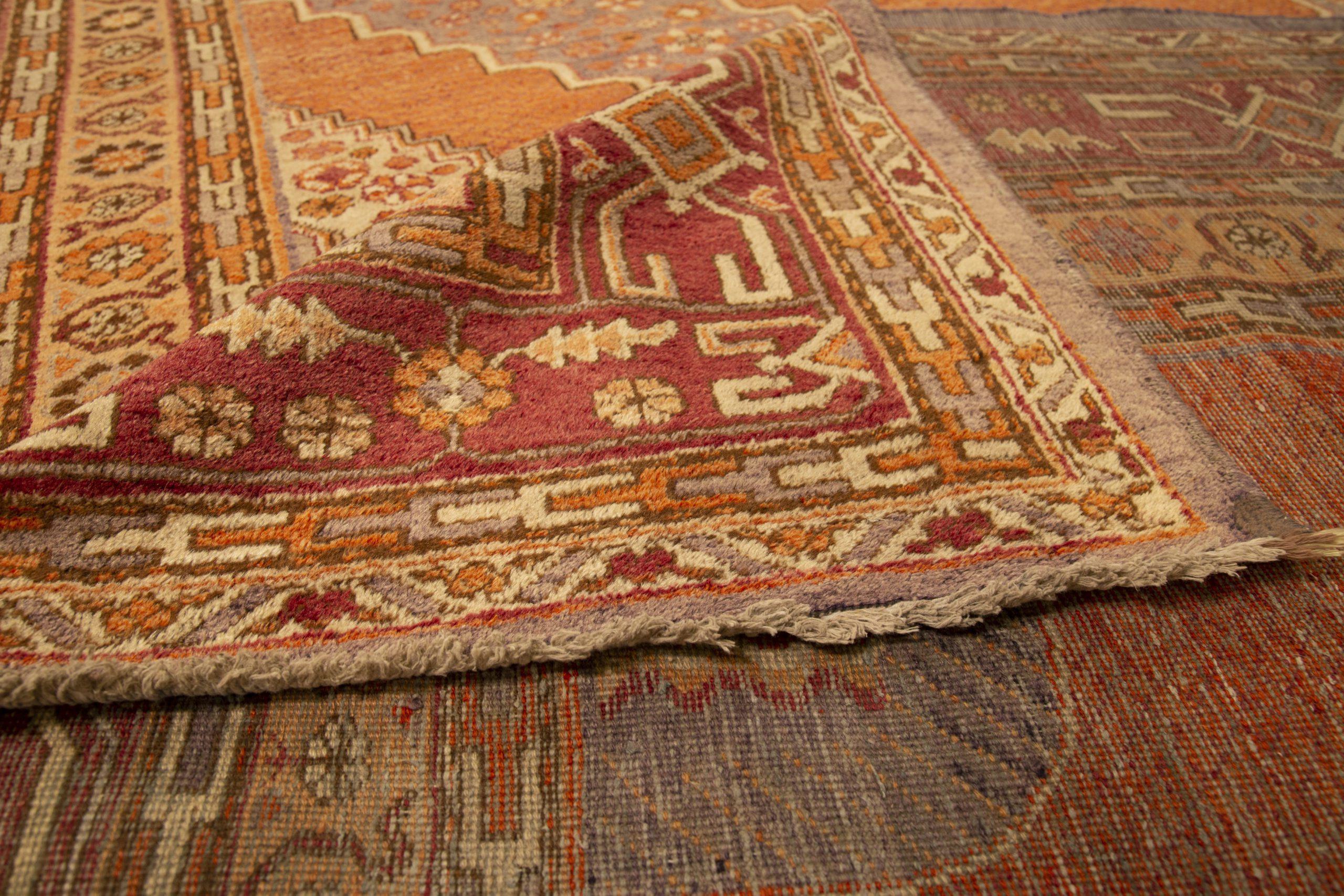 20th Century Russian Khotan Area Rugs - Wool Ivory Orange 10641 For Sale