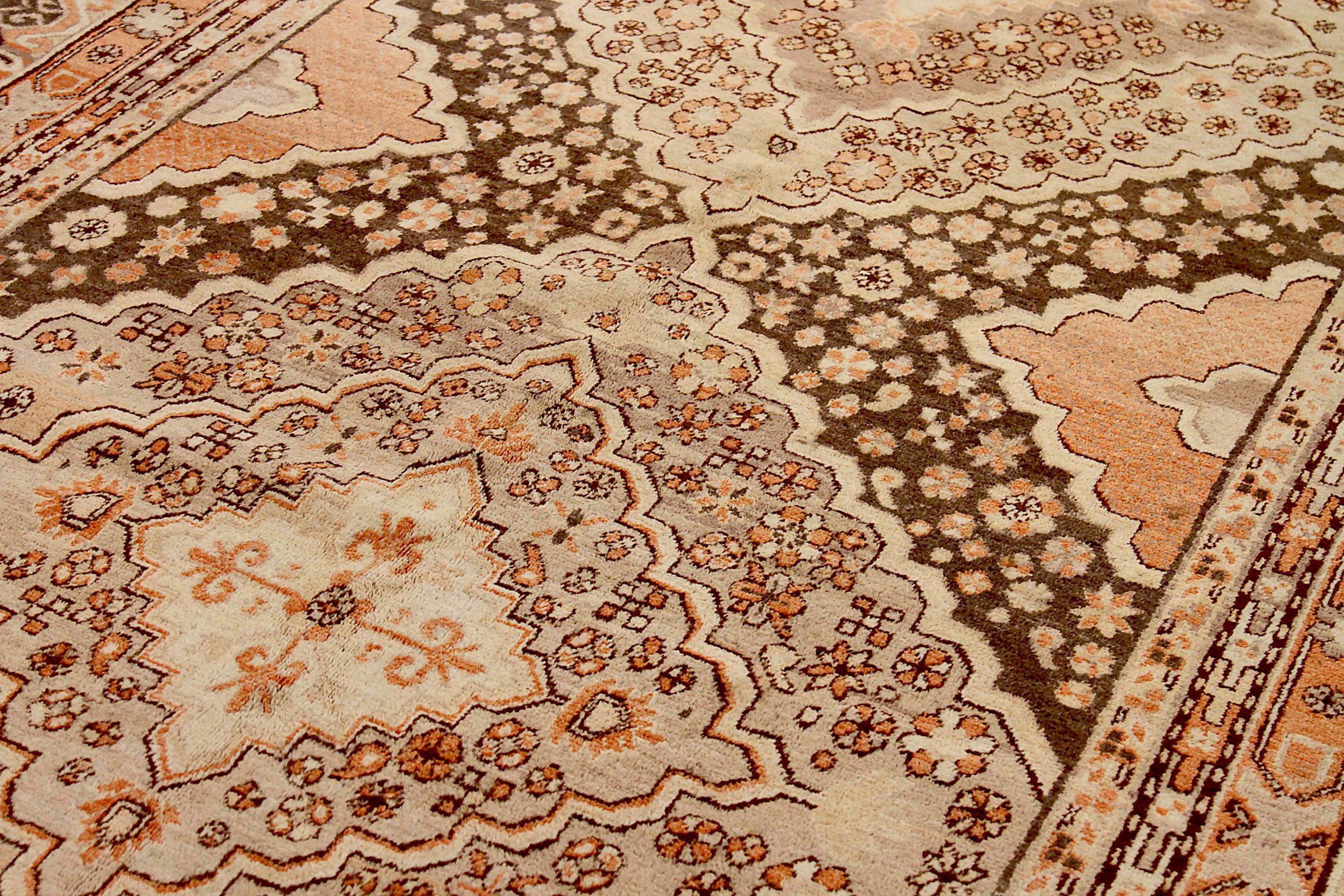 Russo Tappeto russo Khotan Circa 1910 - Lana Marrone Avorio Arancione 71851 in vendita