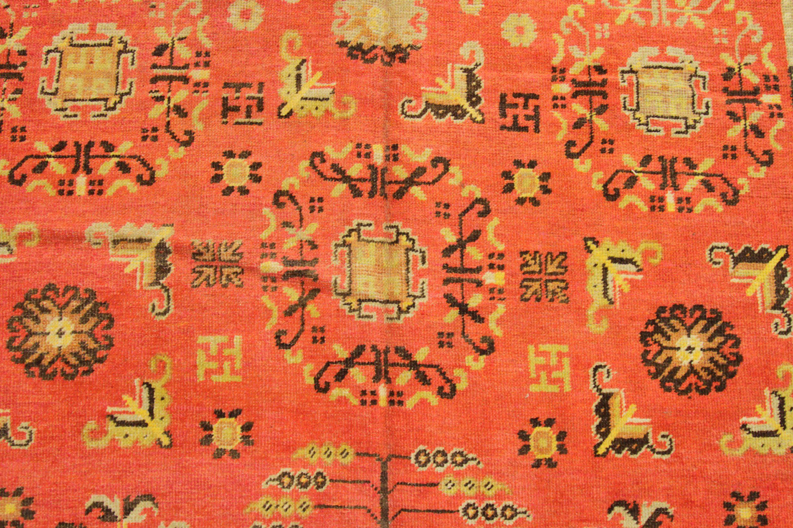 Tapis russe Khotan Circa 1910 - Laine Marron Ivoire Rouge 72111 Excellent état - En vente à Dallas, TX