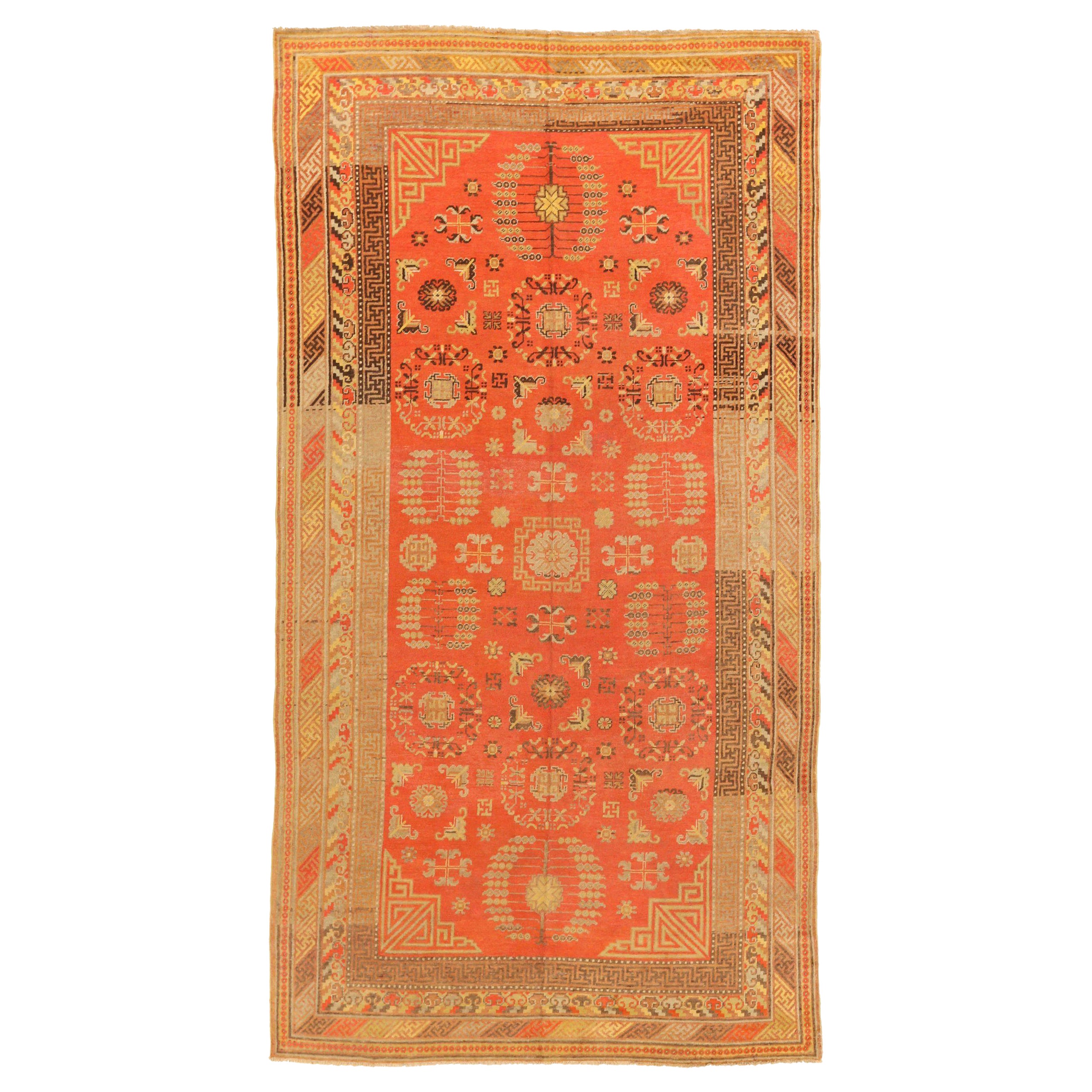 Tappeti russi Khotan Circa 1910 - Lana Marrone Avorio Rosso 72111