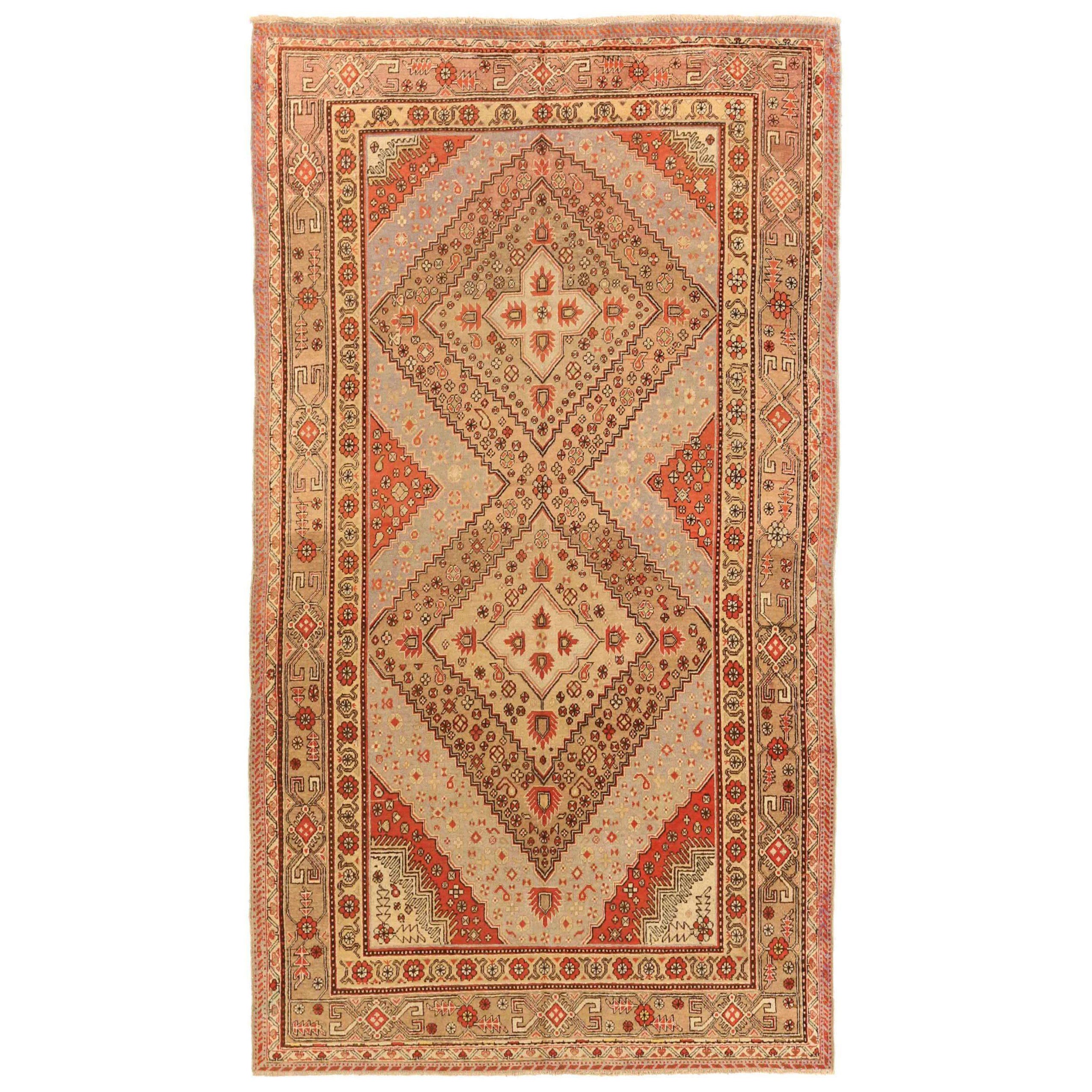 Russische Khotan Bereich Teppiche CIRCA 1910 - Wolle Brown Elfenbein Rot 72742