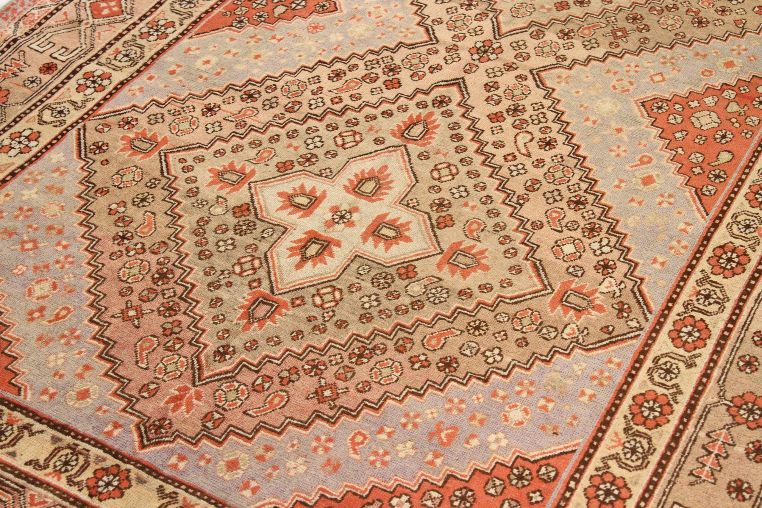 Russe Tapis russe Khotan Circa 1910 - Laine Brown Ivoire Rouge 72742 en vente
