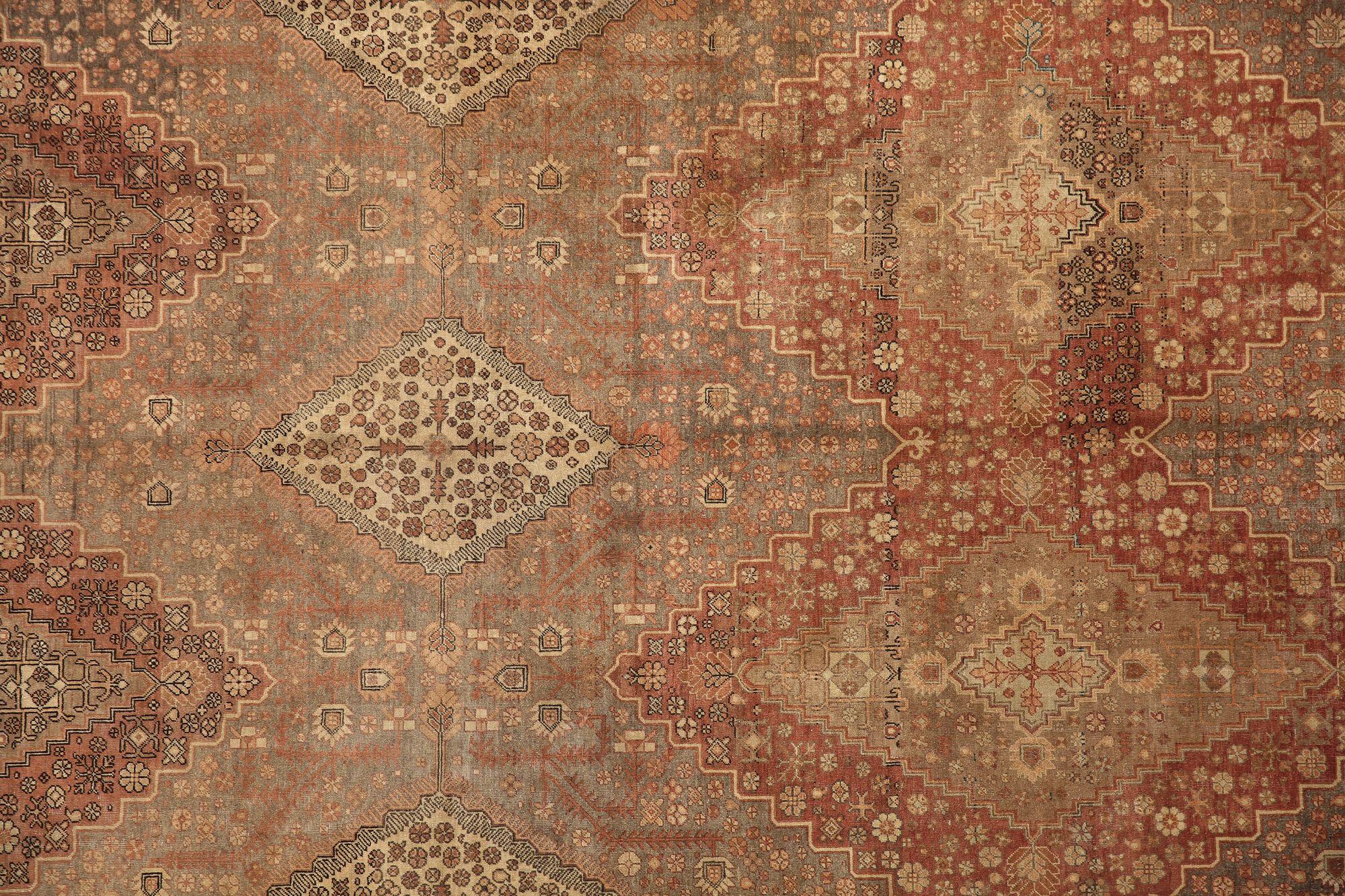 Russische Khotan Teppiche - Wolle Braun Elfenbein Rot Taupe Design - 97961 im Zustand „Hervorragend“ im Angebot in Dallas, TX