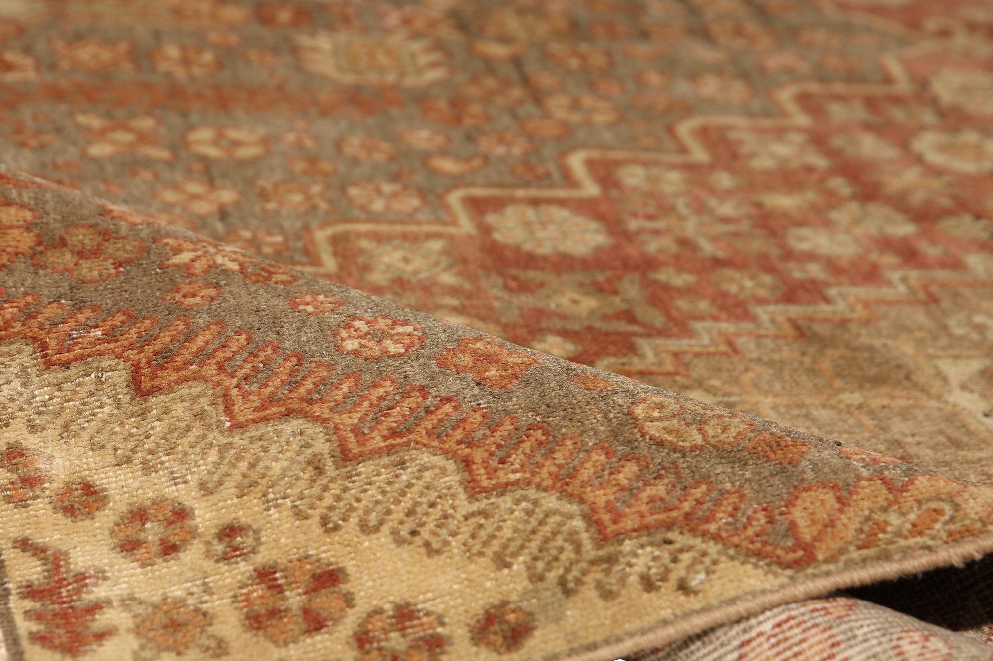 Russische Khotan Teppiche - Wolle Braun Elfenbein Rot Taupe Design - 97961 (20. Jahrhundert) im Angebot