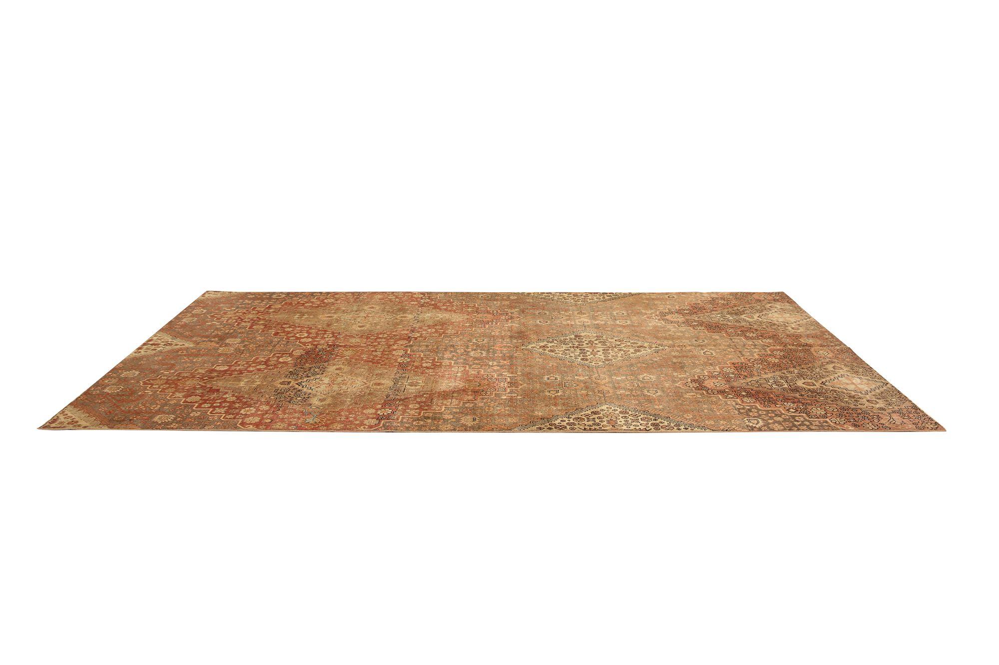 Russische Khotan Teppiche - Wolle Braun Elfenbein Rot Taupe Design - 97961 im Angebot 1