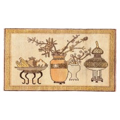Petit tapis russe Khotan - Laine ivoire jaune ivoire 73803