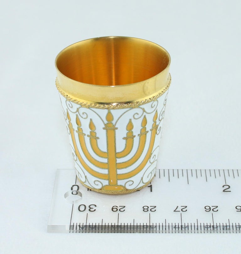 Russian Kiddush Cup Menorah 24 Karat Gold Plated Sterling Silver with
