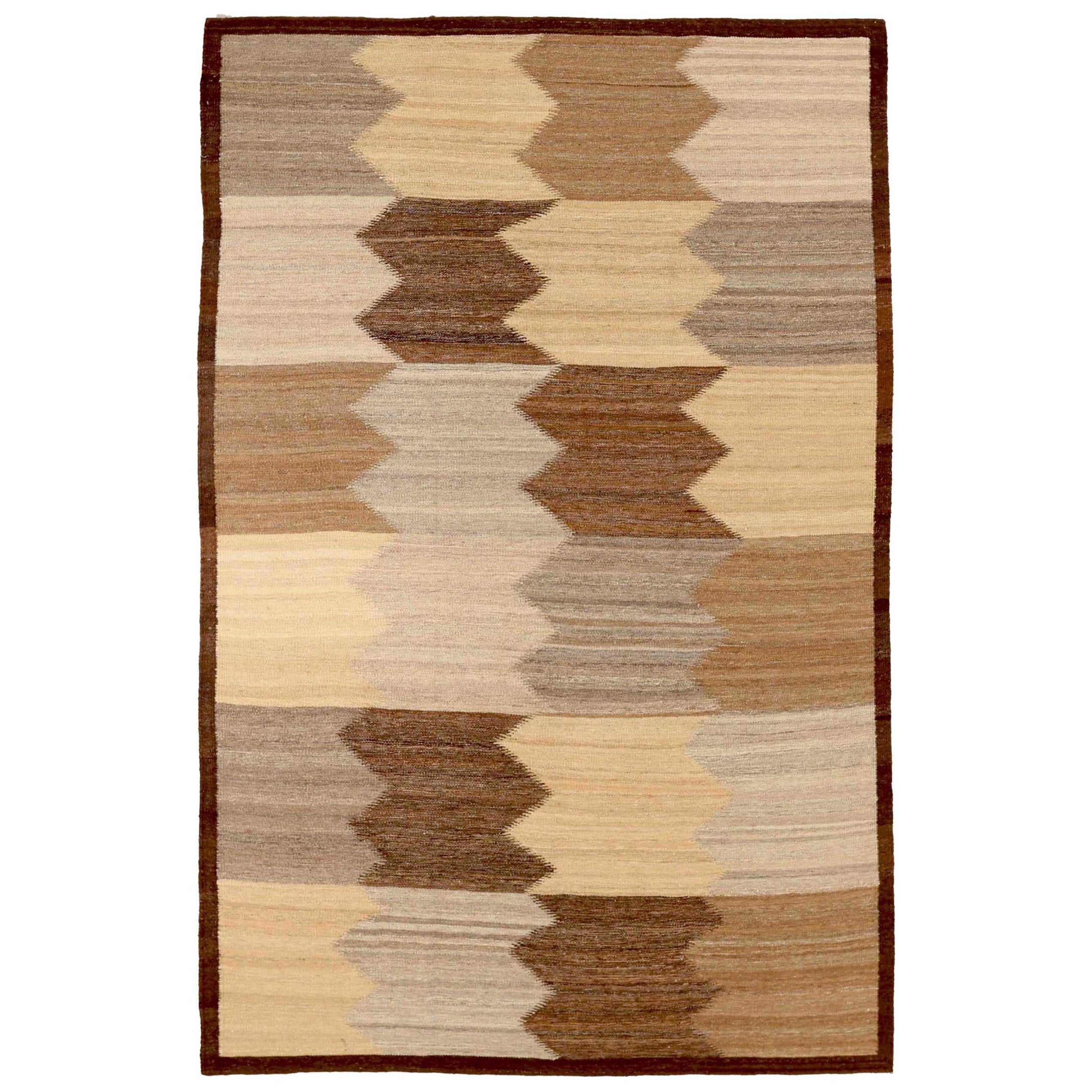 Tappeti russi Kilim Circa 1970 - Lana Marrone Avorio Taupe Giallo 72628